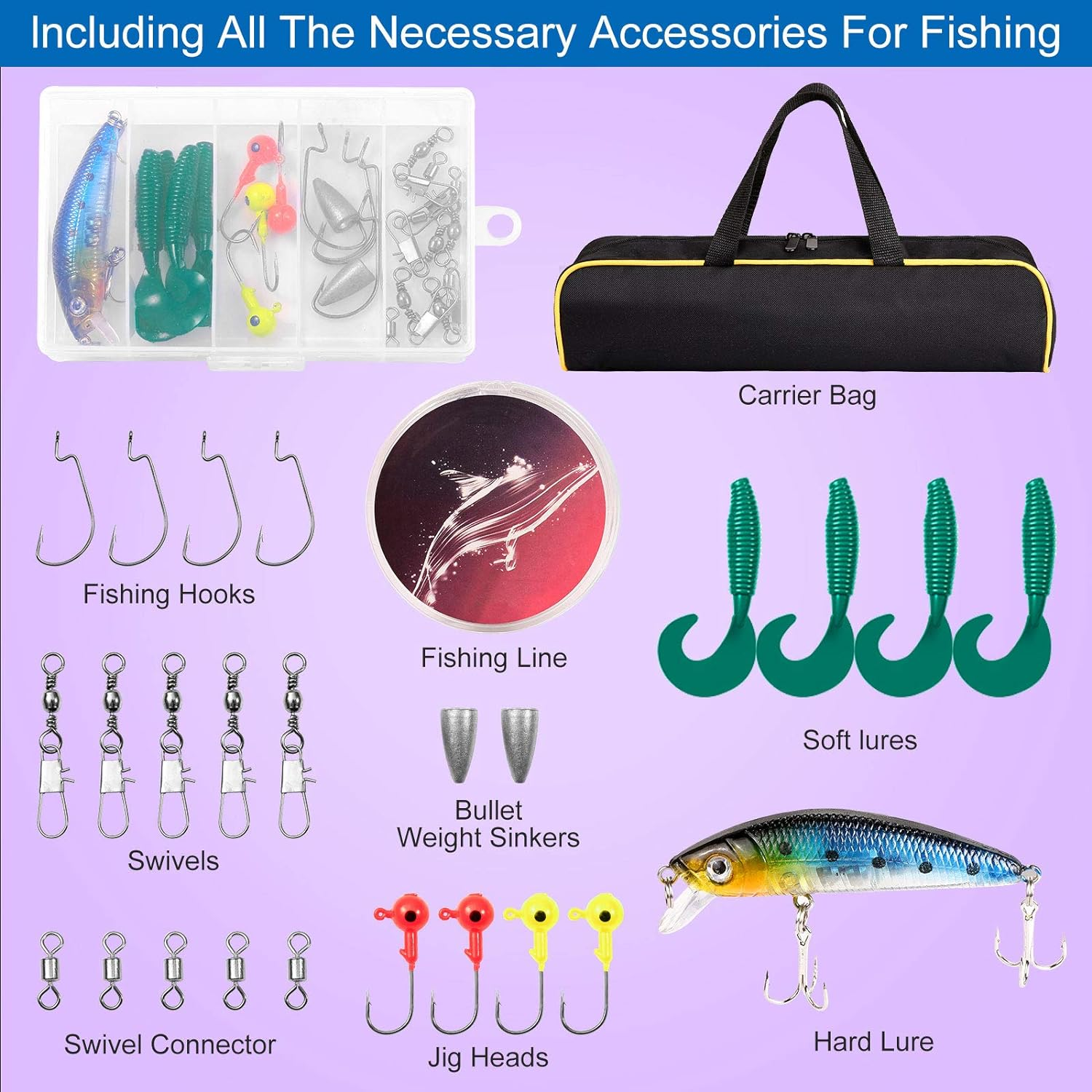 Telescopic Fishing Rod Kit, Carbon Fiber Fishing Pole and Reel Combos with Spinning Reel, Fishing Gears and Travel Bag for Saltwater Freshwater - Macaron Pink image number 5
