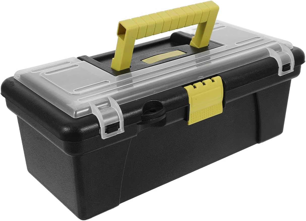 Housoutil Heavy Duty Plastic Tool Box, 10 Inch Portable Organizer with Handle Multi-Functional Storage Case, Tool Organizer for Diy Projects and Repairs