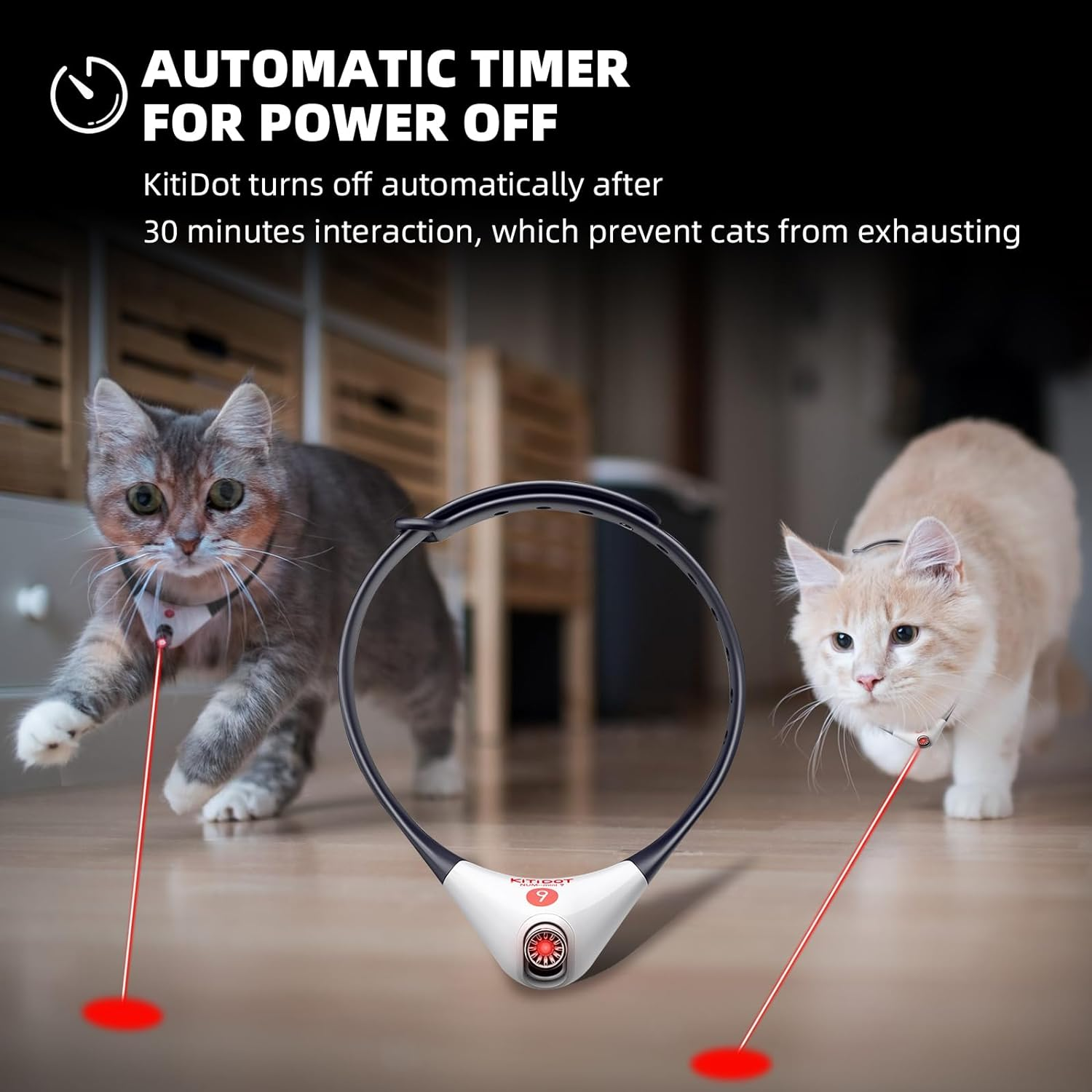 Rechargeable Interactive Laser Collar Toy for Indoor Cats Kittens,Adjustabl Electric Cat Collar Smart Toy,Pets Cats Exercise Toy with LED Lights image number 2