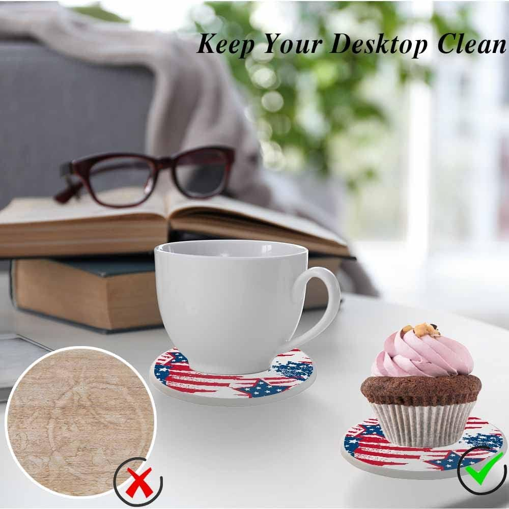 Ofloral American Elements Coasters for Drinks Stars Flag Stripes Art Graffiti National Day Cups Place Mats for Home Decor Set of 2, 4 Inch - Cute Alpaca image number 5