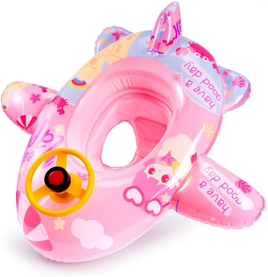 Cute Child Kids Inflatable Pool Float PVC Summer Swim Float Air Bed Lake Boat Swimming Floats with 2 Handles Surfing Raft Bodyboard Floating Mattress Seat Swim Ring for Girls Boys 1-5 Years