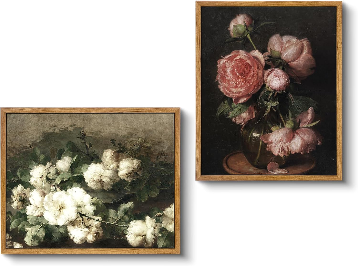 VIYYIEA Two Vintage Framed Wall Art, Country Road and Grassland Painting Decor Aesthetic, Small Canvas Print Artwork, Farmhouse Landscape Wall Pictures for Bedroom Barthroom, 9X11 Inch,Set of 2