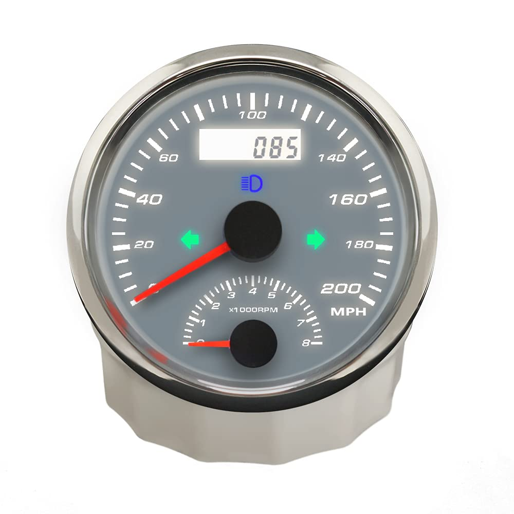 ELING 85Mm 2In1 GPS Speedometer with Tachometer 0-200KM/H 8000RPM with Backlight for Car Motorcycle ATV UTV image number 6