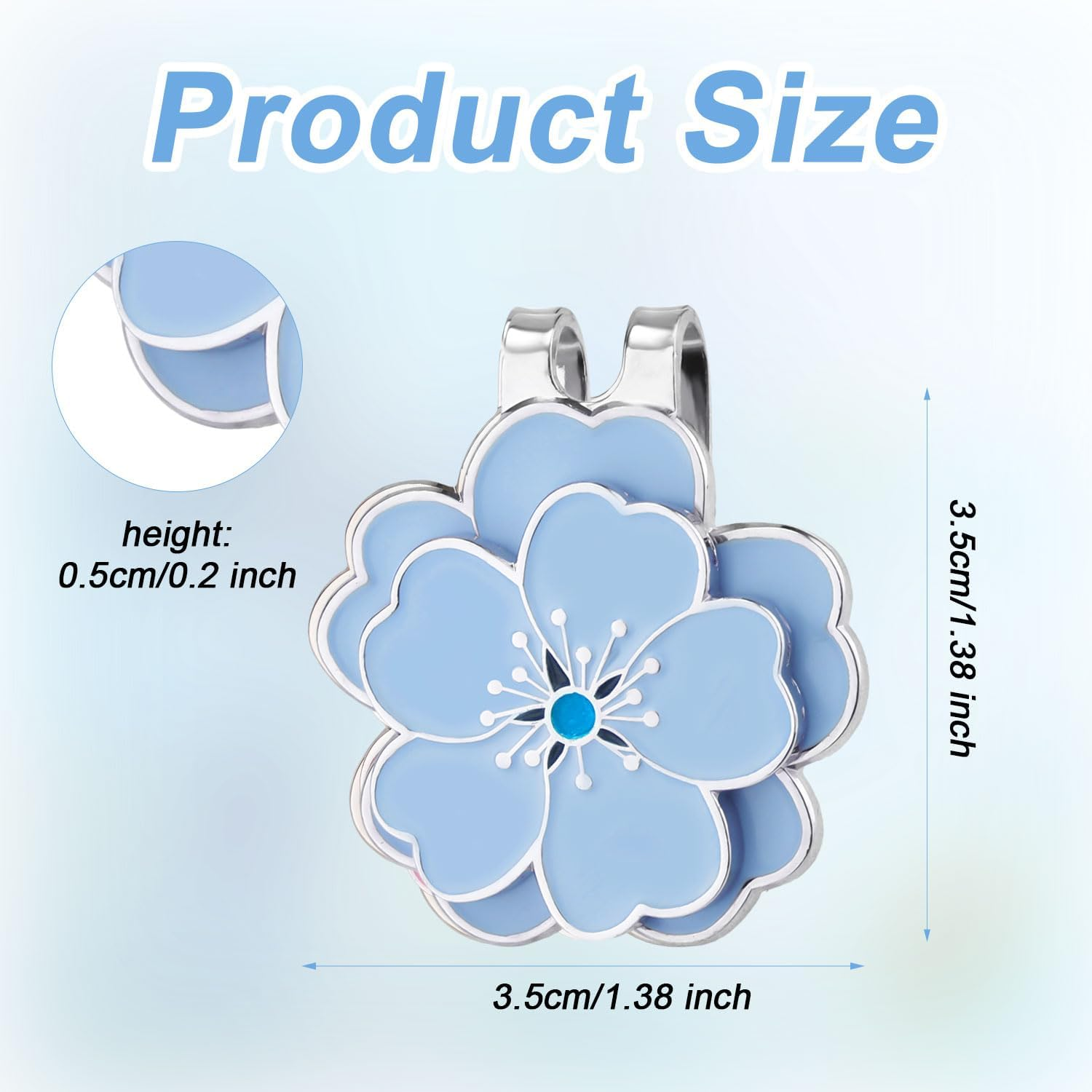 Magnetic Golf Ball Marker with Golf Hat Clip, Flower Shape Golf Ball Marker Set Golf Bag Decoration Accessories for Golf Bag Hat Women Men (Blue) image number 6
