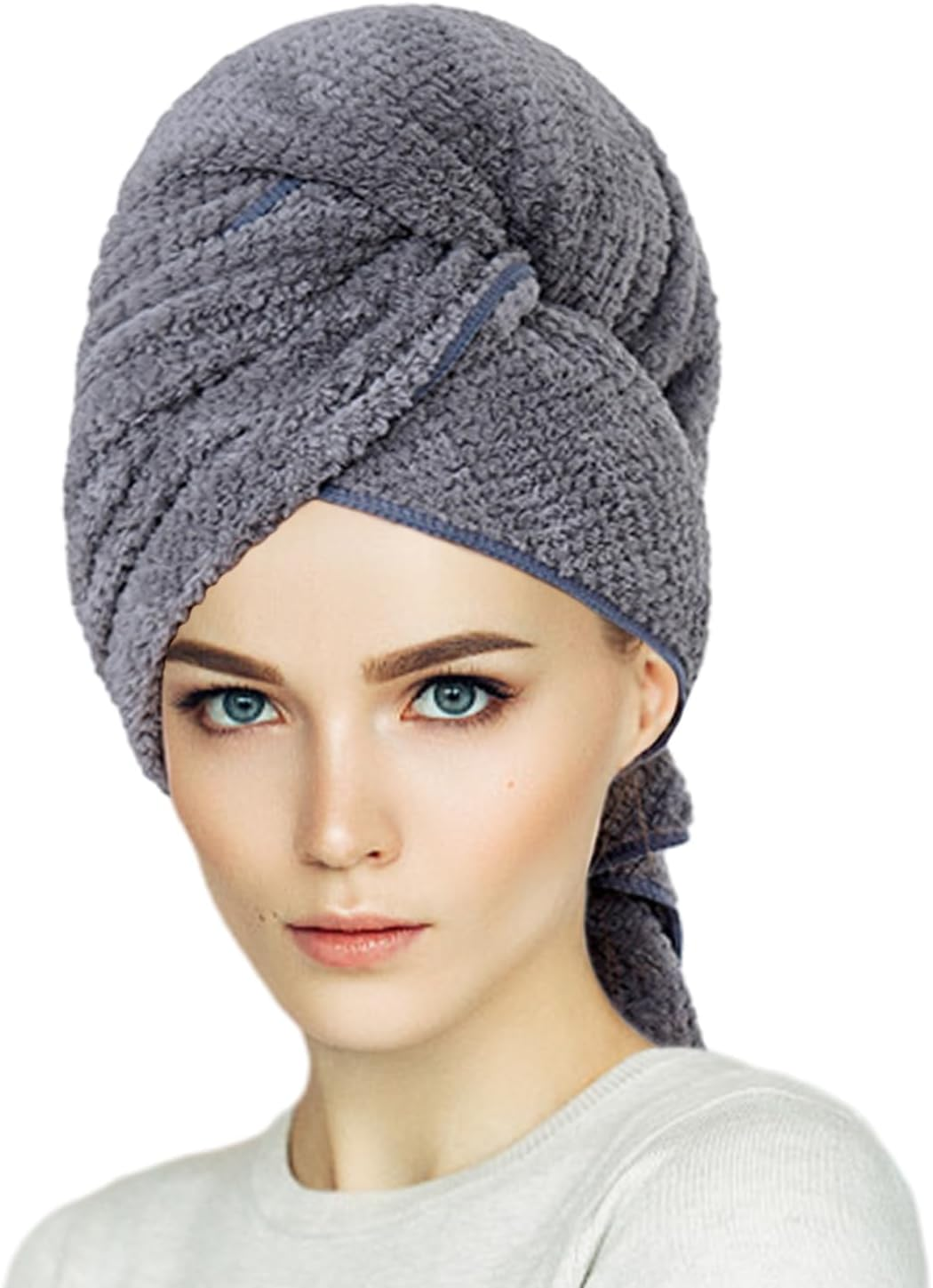 1 Piece Microfibre Hair Towel, Quick Drying and Absorbent Hair Drying Towel, Anti-Frizz Head Scarf, Large Hair Drying Head Scarf for Women (Grey 60 X 100 Cm) image number 4