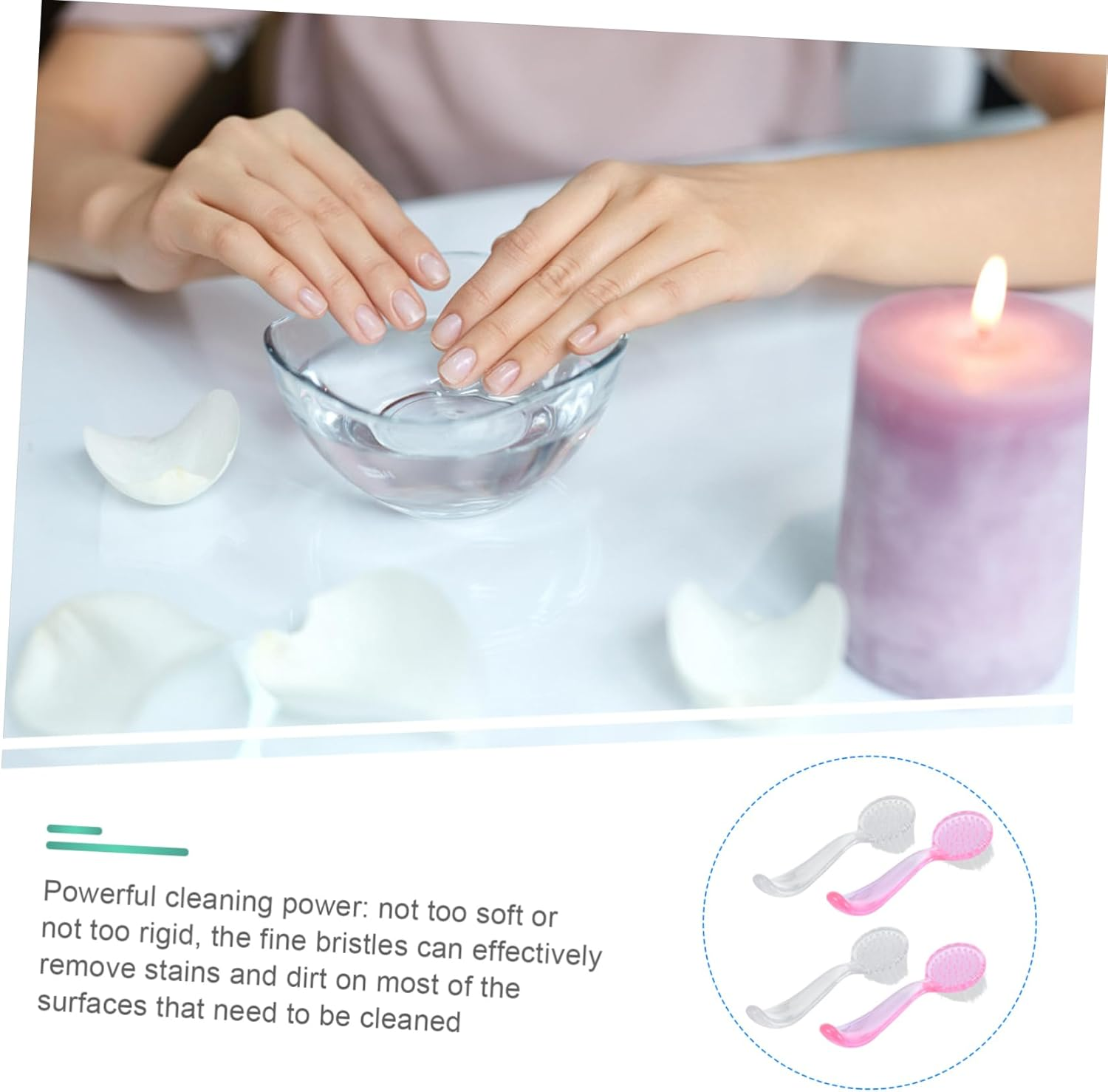 NIYANGLE 4Pcs Long Handle Nail Brush Moderate Hard Bristles for Nail Care and Cleaning image number 6