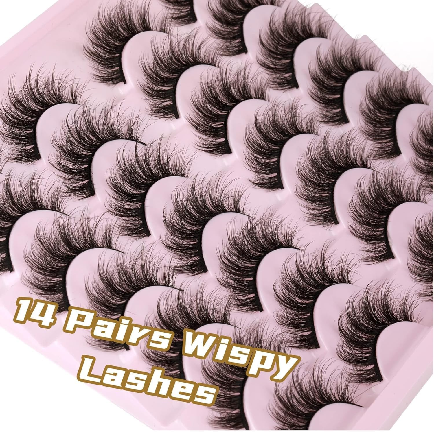 14 Pairs Wispy Mink Lashes Fluffy Eye Lashes, Natural Look 5D Volume 16Mm Fake Eyelashes, Makeup Tools Eye Lashes image number 6