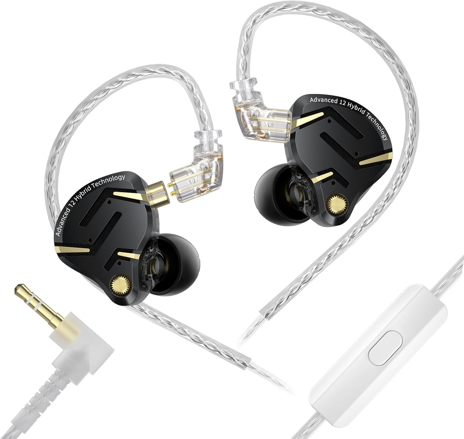 KZ ZS12 PRO 2 in Ear Monitor Headphones, 5BA+1DD 6 Hybrid Driver Gaming Earbuds Wired Earphones, Hifi Clarity Sound Immersive Bass Iems for Gaming Musicians Singers Audiophiles (Black with Microphone) image number 1