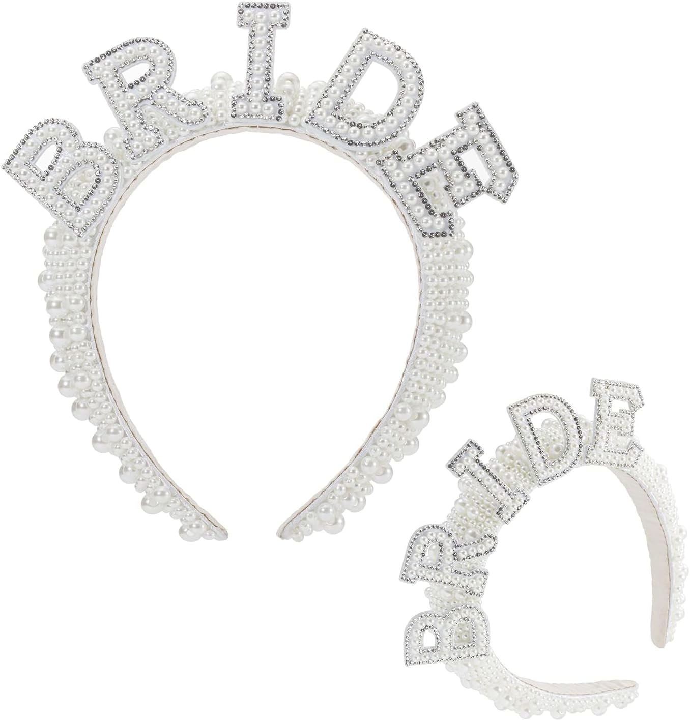 Pearl Bride Headband - Bachelorette Party Decorations, Bride Wide Pearl Headband image number 5