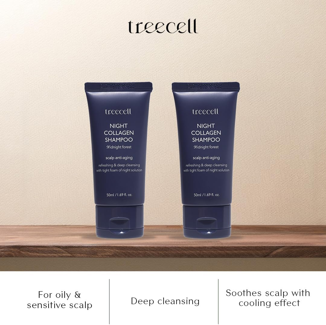 TREECELL Midnight Forest Night Collagen Shampoo (For Oily & Sensitive Scalp & Deep Cleansing) 50Ml