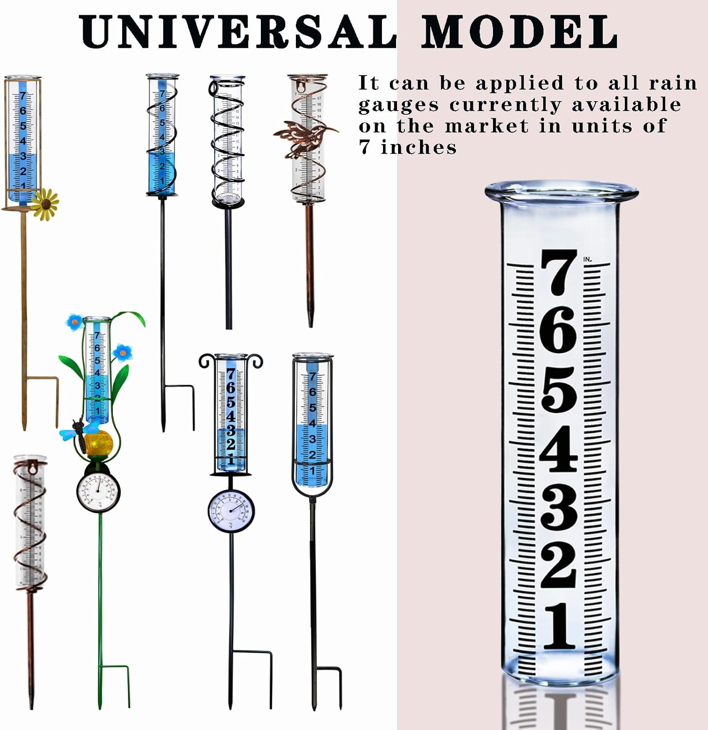 7 Inch Plastic Rain Gauge Replacement Tube, Upgrade Freeze Proof Outdoor Rain Gauges Replacement Plastic Tube for Garden Yard Lawn, Crack Resistance Tube Best Rated, 2 Pcs Tubes with 1 Clean Brush image number 1