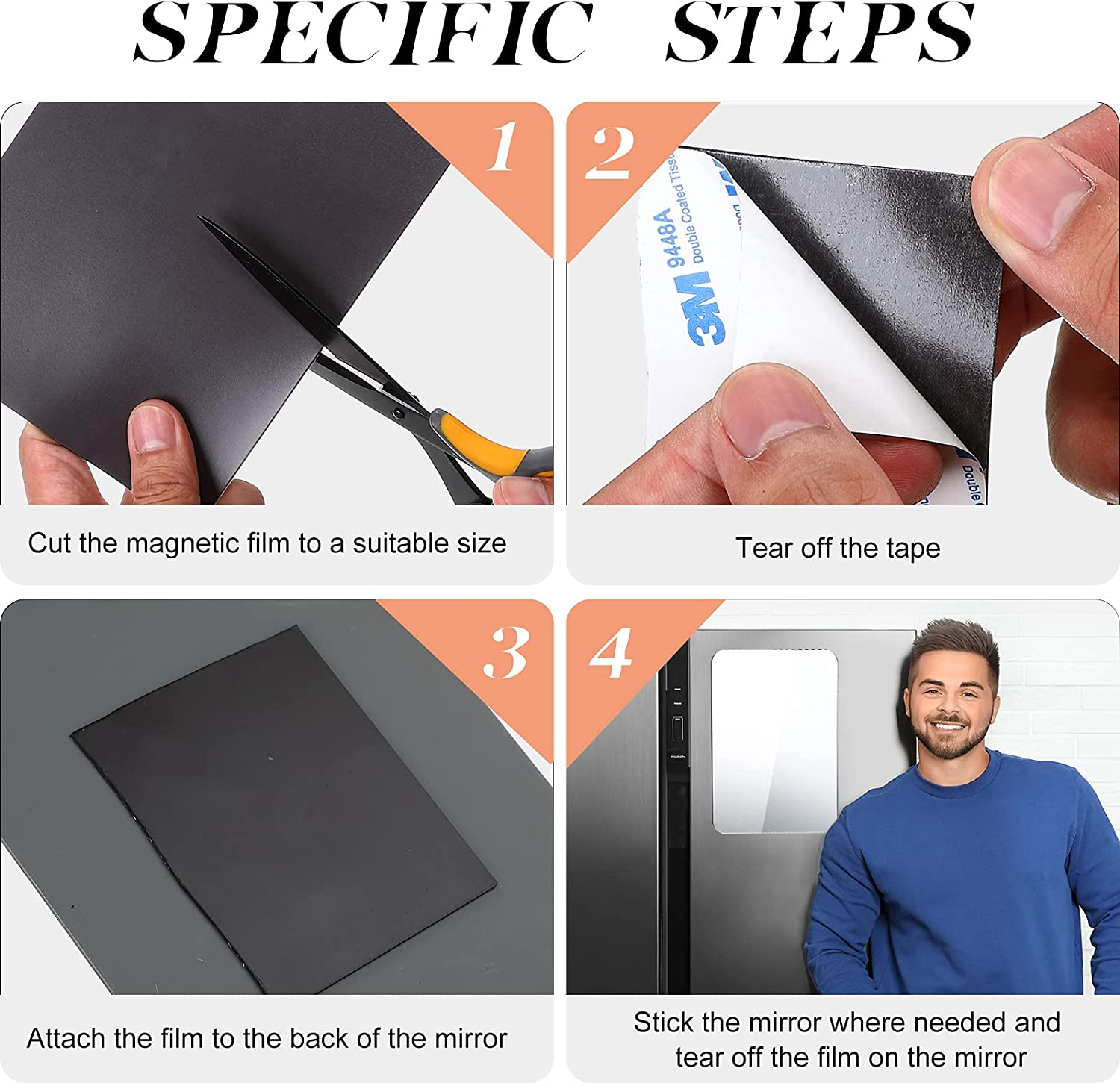 Queekay 4 Pieces Locker Mirror Acrylic Mirror 5.1 X 7.1 Inch Rounded Corner Unbreakable Mirror Acrylic Mirror Wall Decor with Magnet Magnetic for School Living Room Office Bathroom Home Decoration image number 4