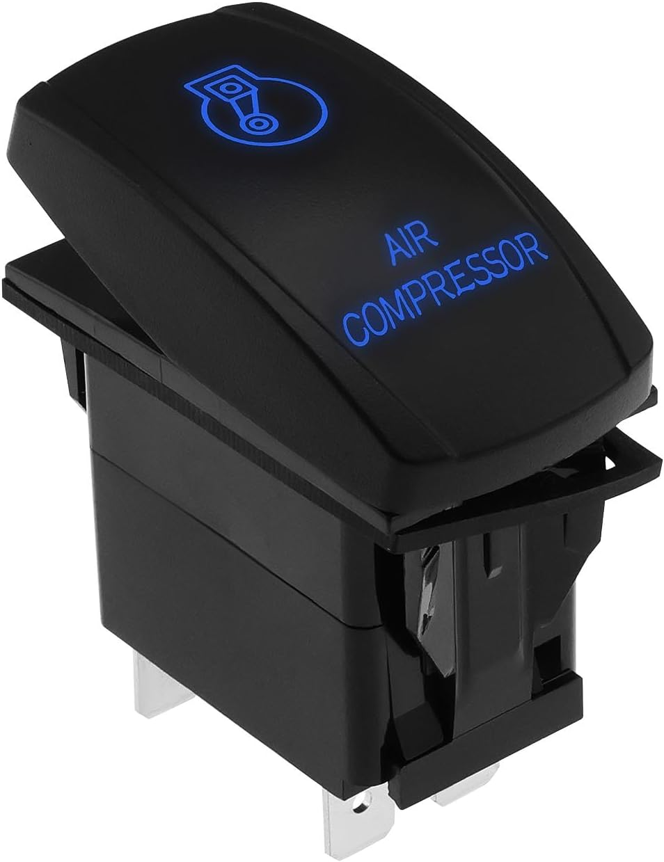 SING F LTD 1PC Blue Led Air Compressor Rocker Switch DC 12V/20A 24V/10A 54.3X48.1X26.5Mm 5-Pin Double Pole Single Throw Switch for Trucks Cars Boats image number 6