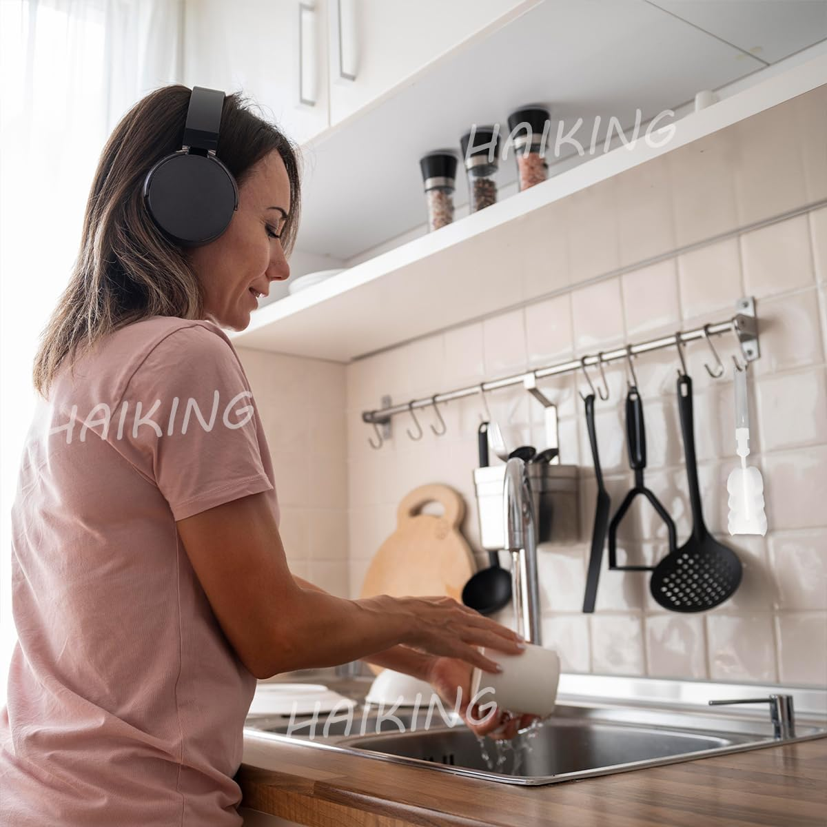 HAIKING Cup Cleaning Sponges, 5 PCS Long Handle Water Bottle Cleaners for Kettle, Tumbler, Sports Bottles (Removable) image number 1