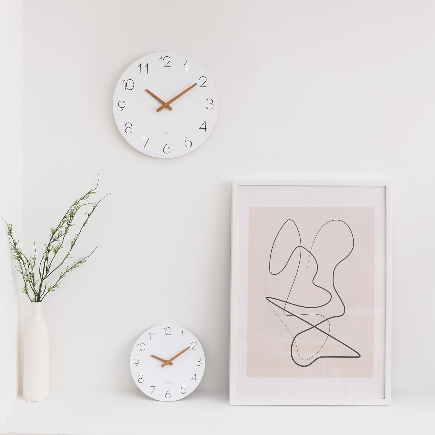 Mooas Flatwood Big Wall Clock, 13" Wood Non-Ticking Sweep Movement Decorative Battery Operated Wall Clock for Home Living Room Kitchen Bedroom Office School Hotel image number 3