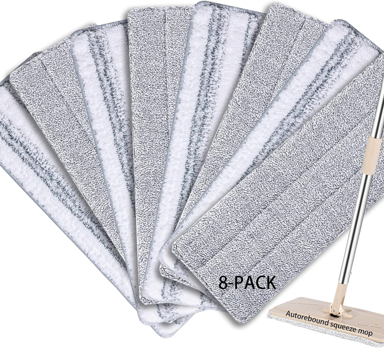 Flat Mop Pads Compatible with Joymop, Joymoop Mop Replacement Pads for Joy 13 Inch Flat Moop, Washable Squeeze Microfiber Mop Pad for Floor Cleaning(8 Pack Refill, 13"X 4.9") image number 1