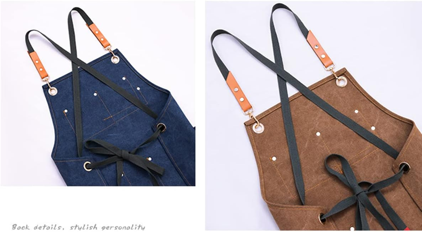 Denim Canvas Apron Work Apron for Men Barber Grill Restaurant Bar Shop Studios Uniform
