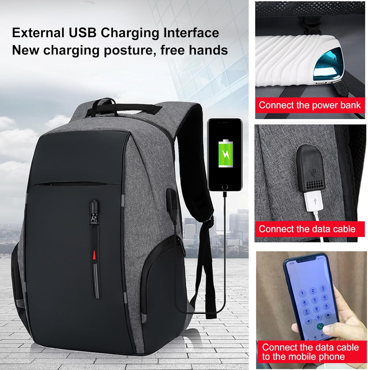 Laptop Backpack for 17 Inch Laptop Bag with USB Port Fashion Waterproof Backpacks image number 4