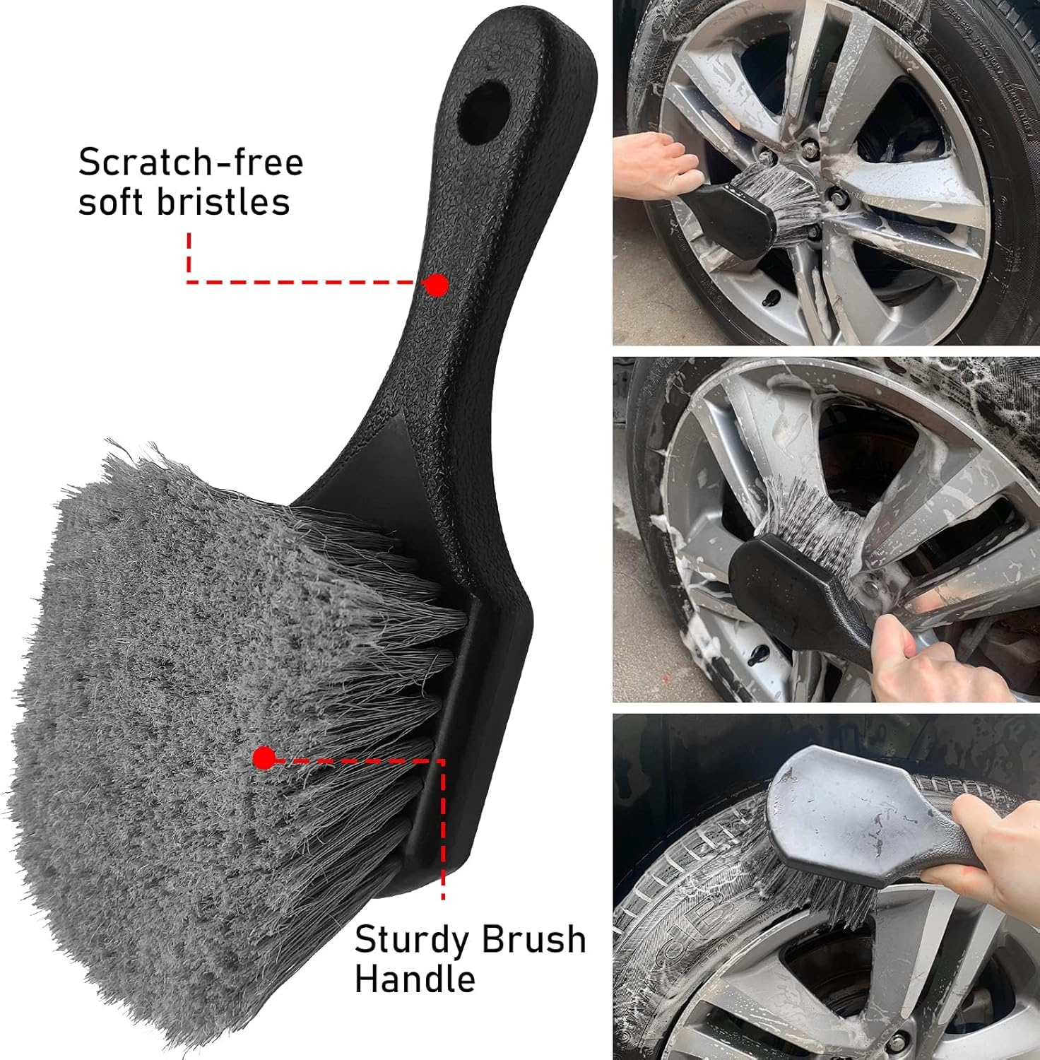 Jaronx 20Pcs Wheel Tire Cleaning Brush Set, Car Detailing Kit with Wheels Rim Brushes, Drill Detailing Brushes, Wash Mitt, Wax Pads, and Towels image number 3
