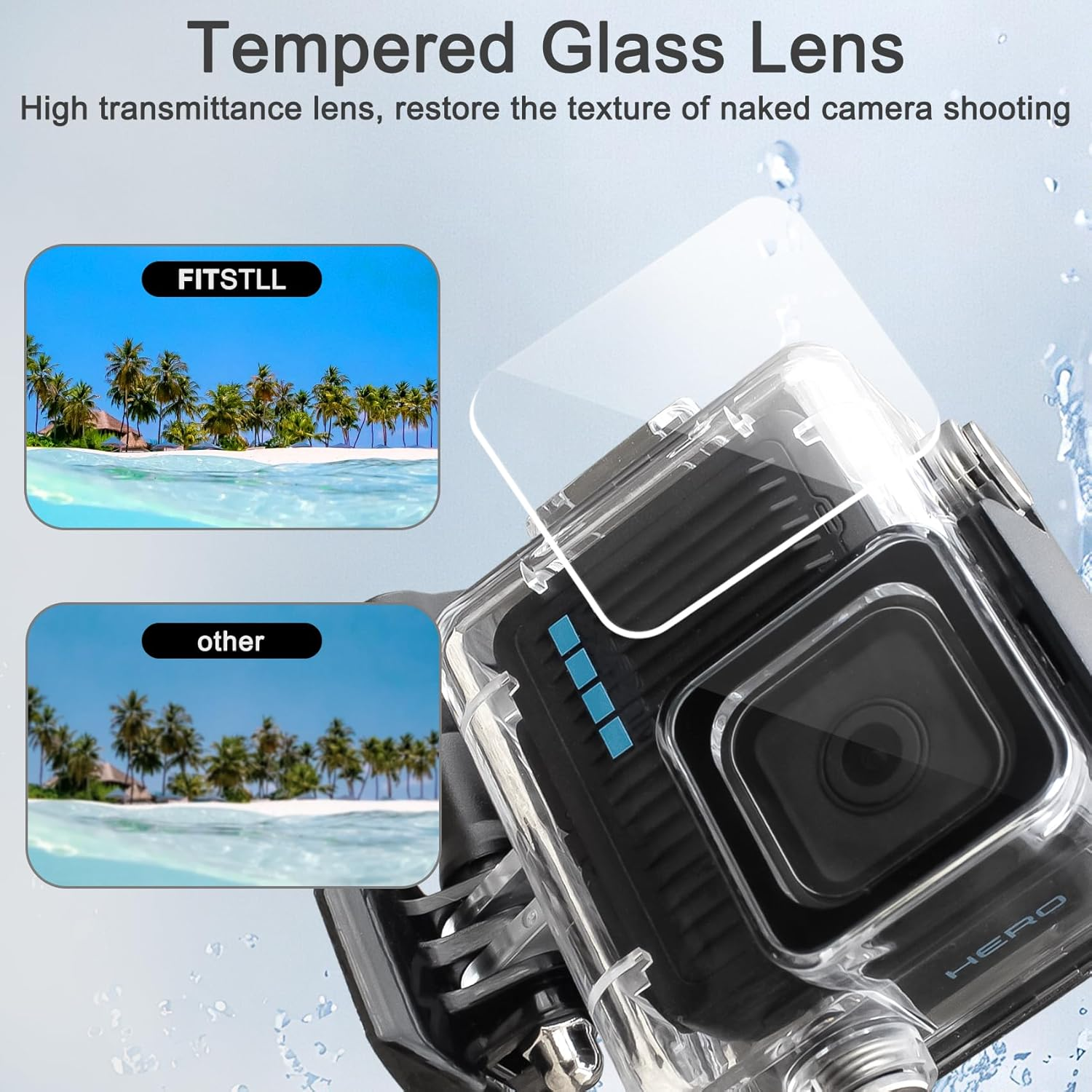 Fitstill 196FT/60M Underwater Waterproof Diving Housing Compatible for Go Pro Hero 4K,Protective Dive Case Shell with Mount Hero4K 2024 Action Camera Accessories Kit image number 1