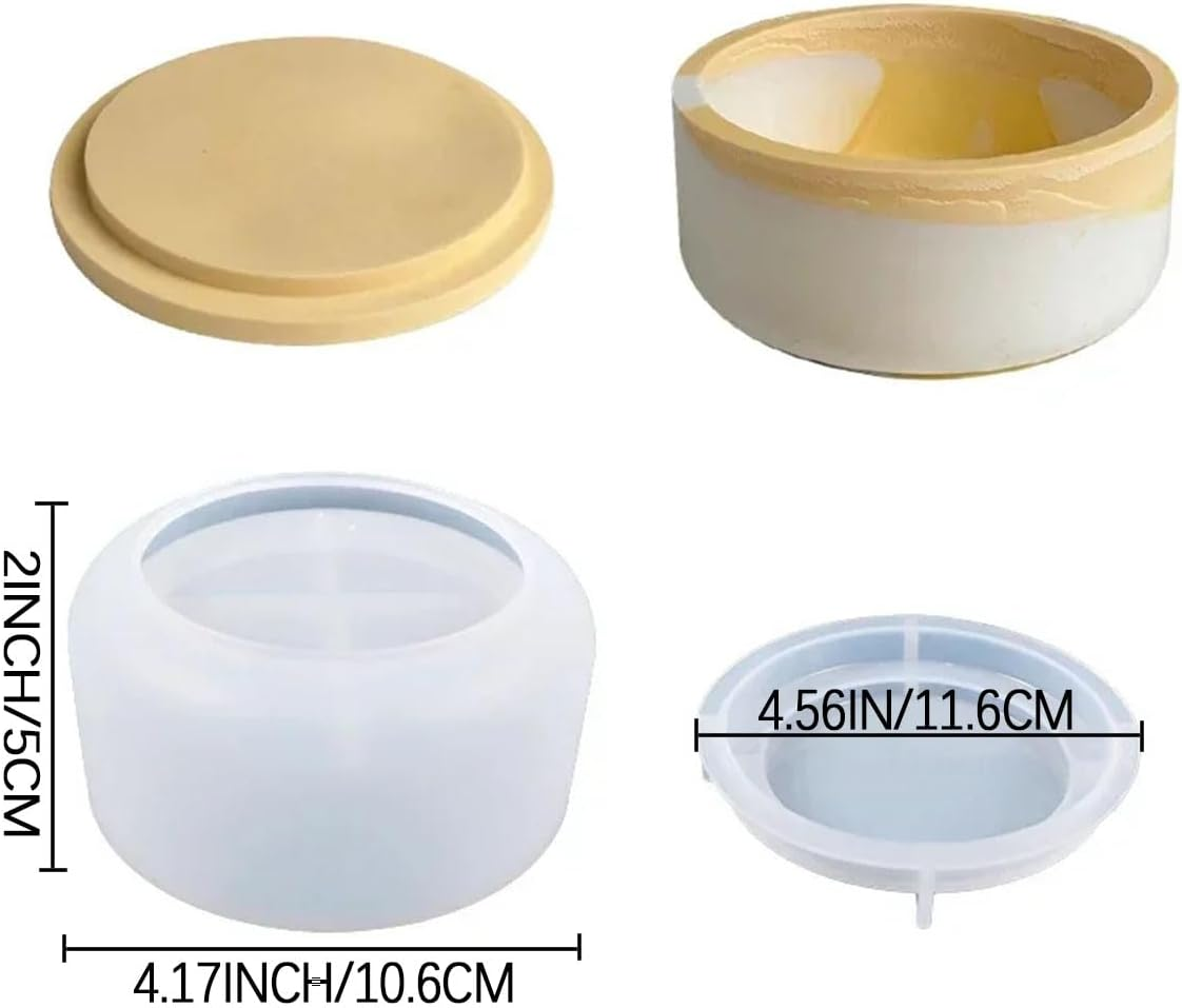 2 PCS Large Jar Resin Molds Box with Lid Silicone Creative Pot Molds for Epoxy Jewelry Trinket Candle Holder Organizer Mold Plant Mold DIY Resin Concrete Crafts Home Decor image number 2