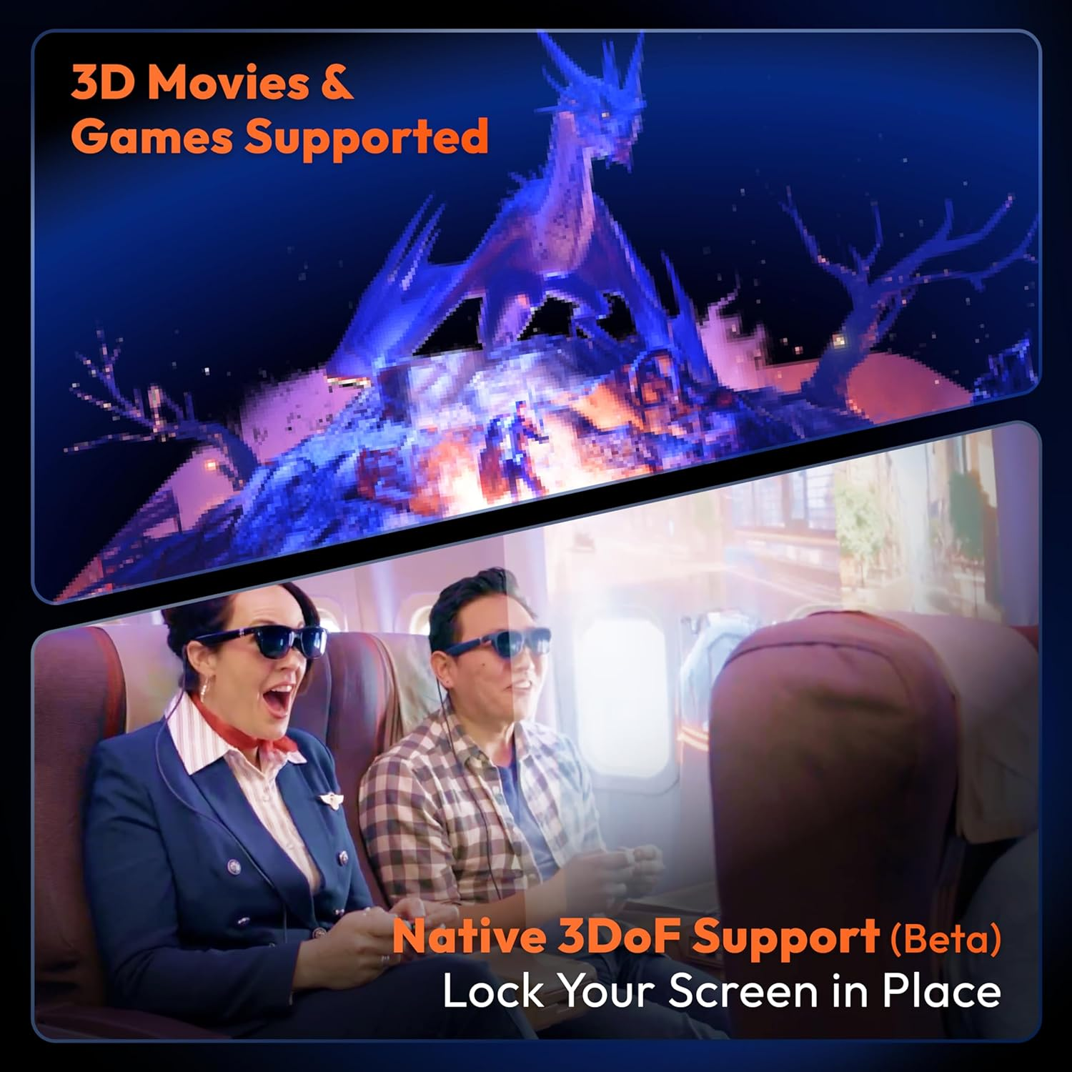 One Lite XR Glasses, 120" Full HD, Harman Sound, AR Glasses Fits Iphone 16/15 (Spatial Video Supported), Steam Deck/Rog Ally/Gaming Consoles/Pc/Android, Myopia Adjustments image number 2