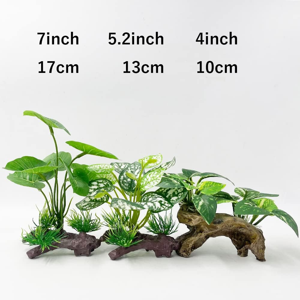 Smoothedo-Pets Fish Tank Decorations Aquarium Decor 3Pcs Ornaments Betta Silk Leaf Pad Hammock Artifical Driftwood Cave Goldfish Bowl Accessories (Mix-Leaf-Set-G) image number 5