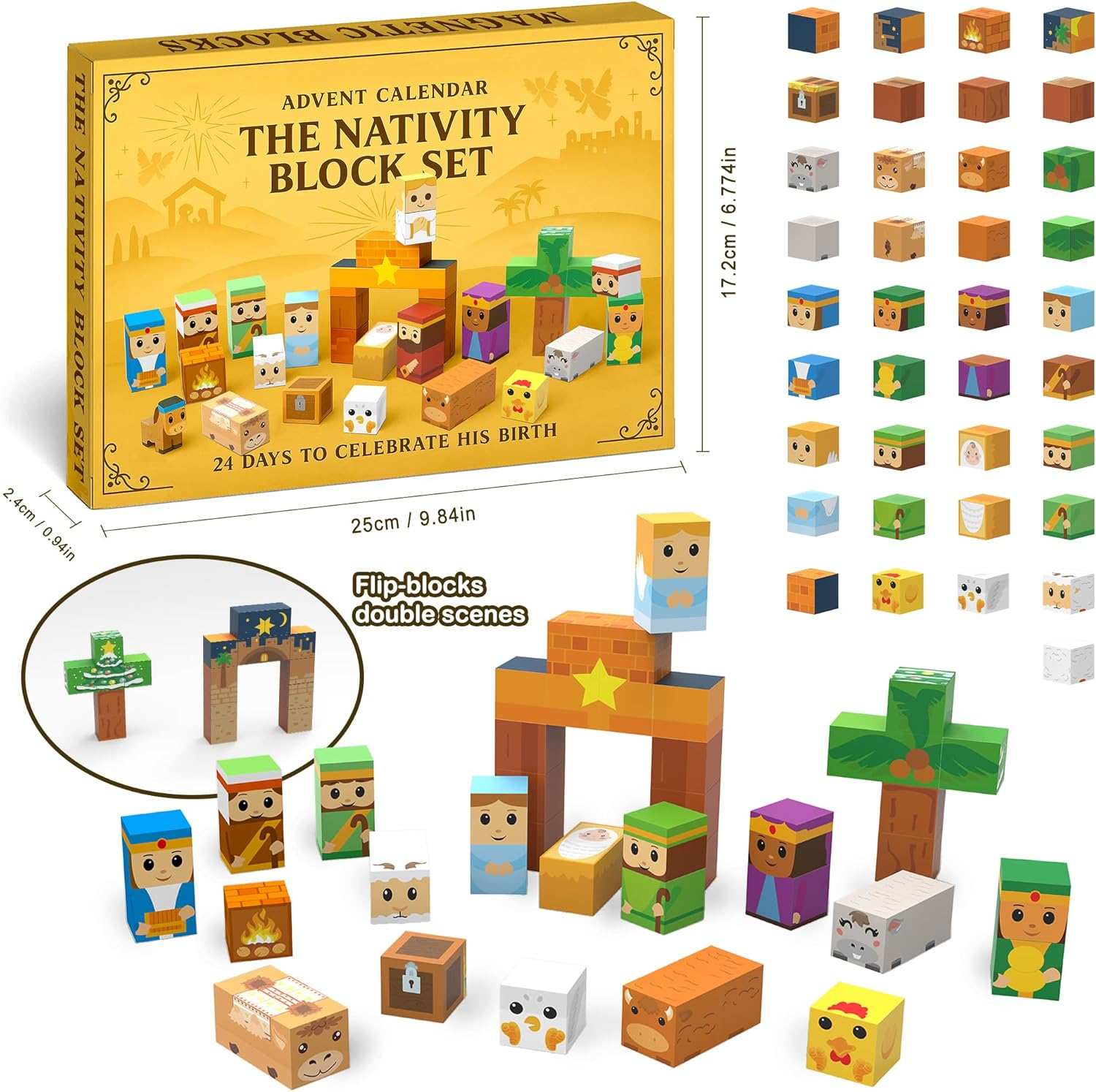 Nativity Advent Calendar 2025, 24 Day Christmas Countdown with Magnet Cubes Jesus Mary Wise Men Angels Animals Magnetic Building Blocks Kits, Educational Holiday Christian Gifts for Kids Boys Teen Girls image number 5