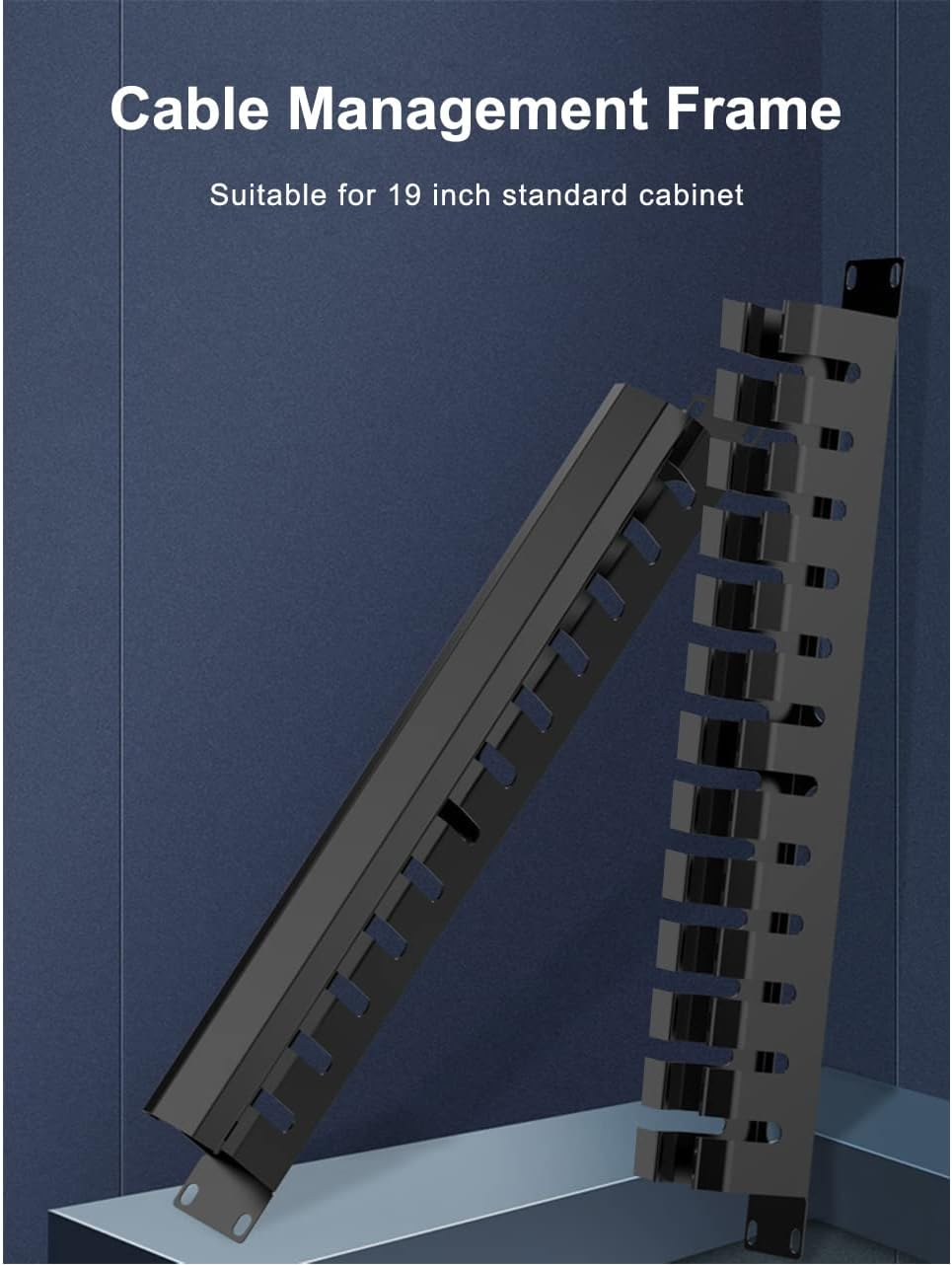 1U Cable Management Rack with Mounting Screws, 24 Slot/48 Port Metal Finger Duct Wire Organizer with Cover image number 4