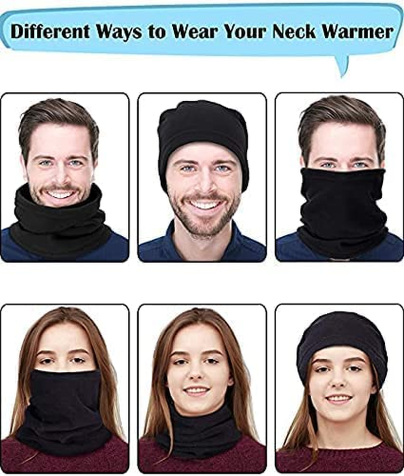 Neck Gaiter Fleece Breathable Face Mask Warmer Snood Tube Thermal Balaclava Ski Motorcycle Cycling & Hiking Winter Warm Scarf Hood - Blue image number 2