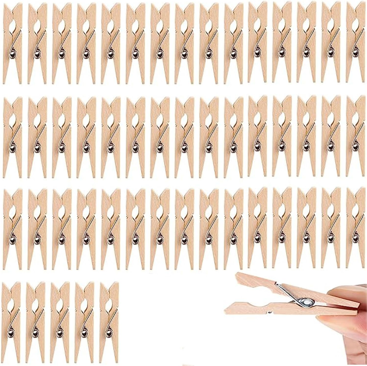 Yqkangzhu 50Pcs Wooden Clothes Pegs, 7.2Cm Large Clothes Pins, Strings Laundry Clothespins, Photo Paper Clips, Heavy Duty Drying Clothes Rack, Storage Clip for Hanging Cards Picture Arts Decoration image number 2