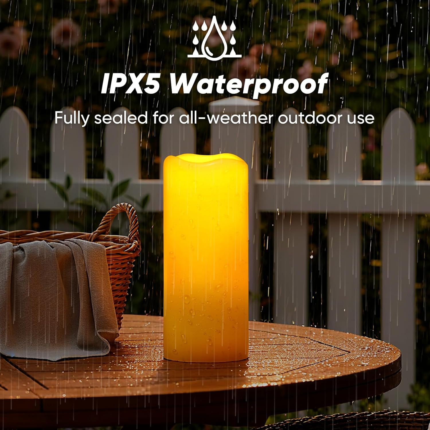 Homemory Large Solar Candles Outdoor Waterproof, 4"X10", Dusk to Dawn, Solar Powered Flameless Candles for Outdoor, Lanterns image number 6