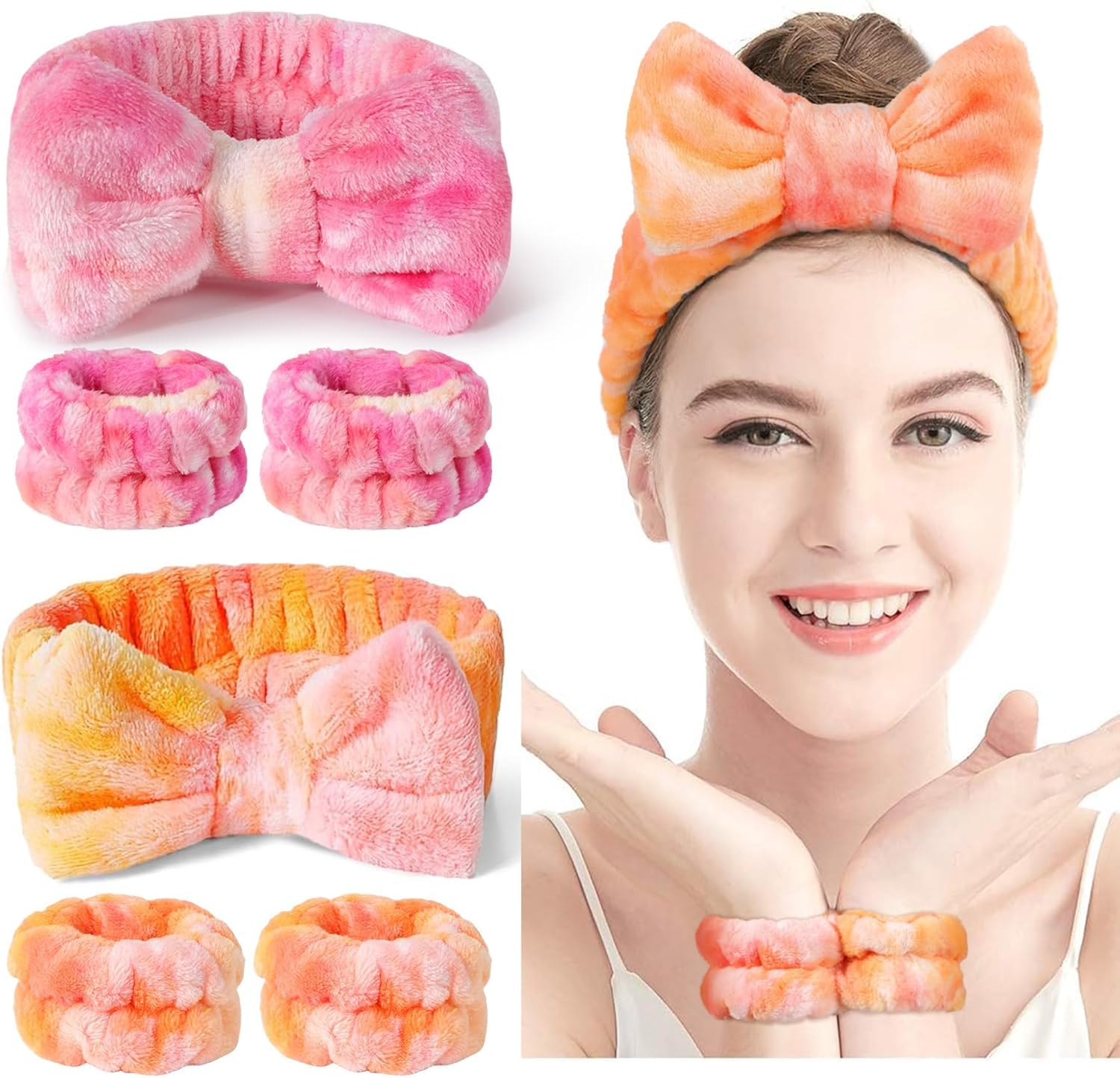 Spa Makeup Headband &ndash; Soft, Fluffy Hairband for Makeup, Skincare & Spa &ndash; Adjustable, Comfortable Fit in Vibrant Colors, Non-Slip & Stretchy Fabric