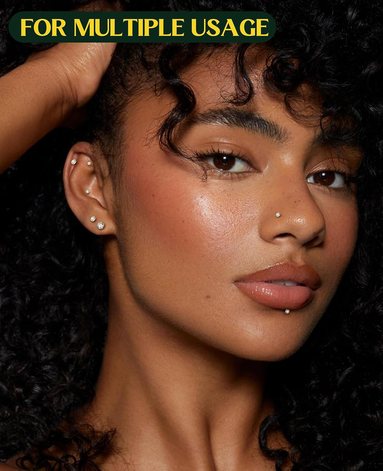 Kakonia Flat Back Earrings Studs - 14K Gold Filled Internal Thread 18G 16G Piercing Jewelry for Cartilage Helix Tragus Hypoallergenic Labret Lip Conch Nose 316L Stainless Steel Stud for Women Men image number 1