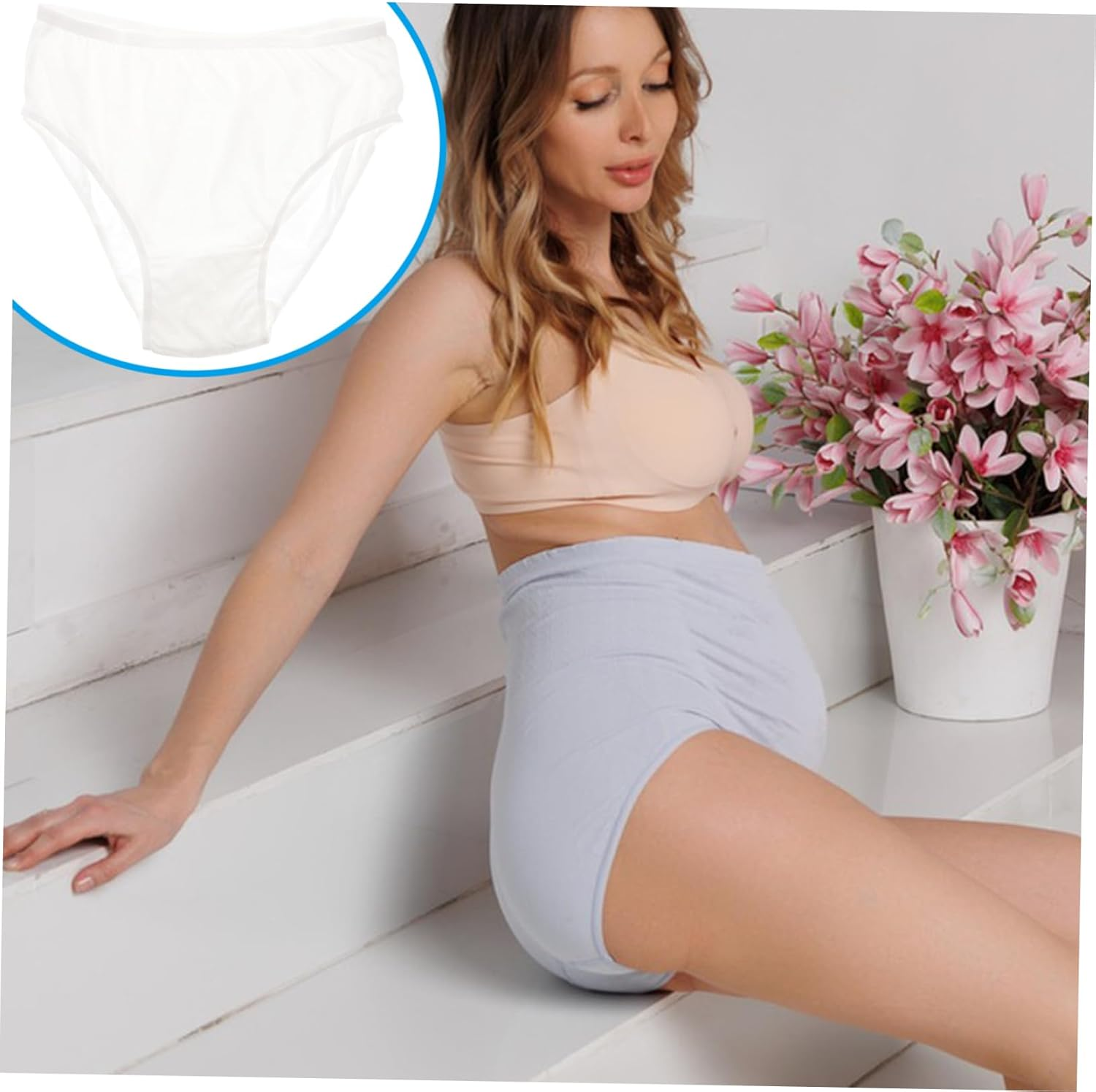 Happyyami 4Pcs Pregnancy Underwear Women Panties Disposable Cotton Underwear Women Panties Pack Comfortable and Elastic Maternity Undergarments image number 4