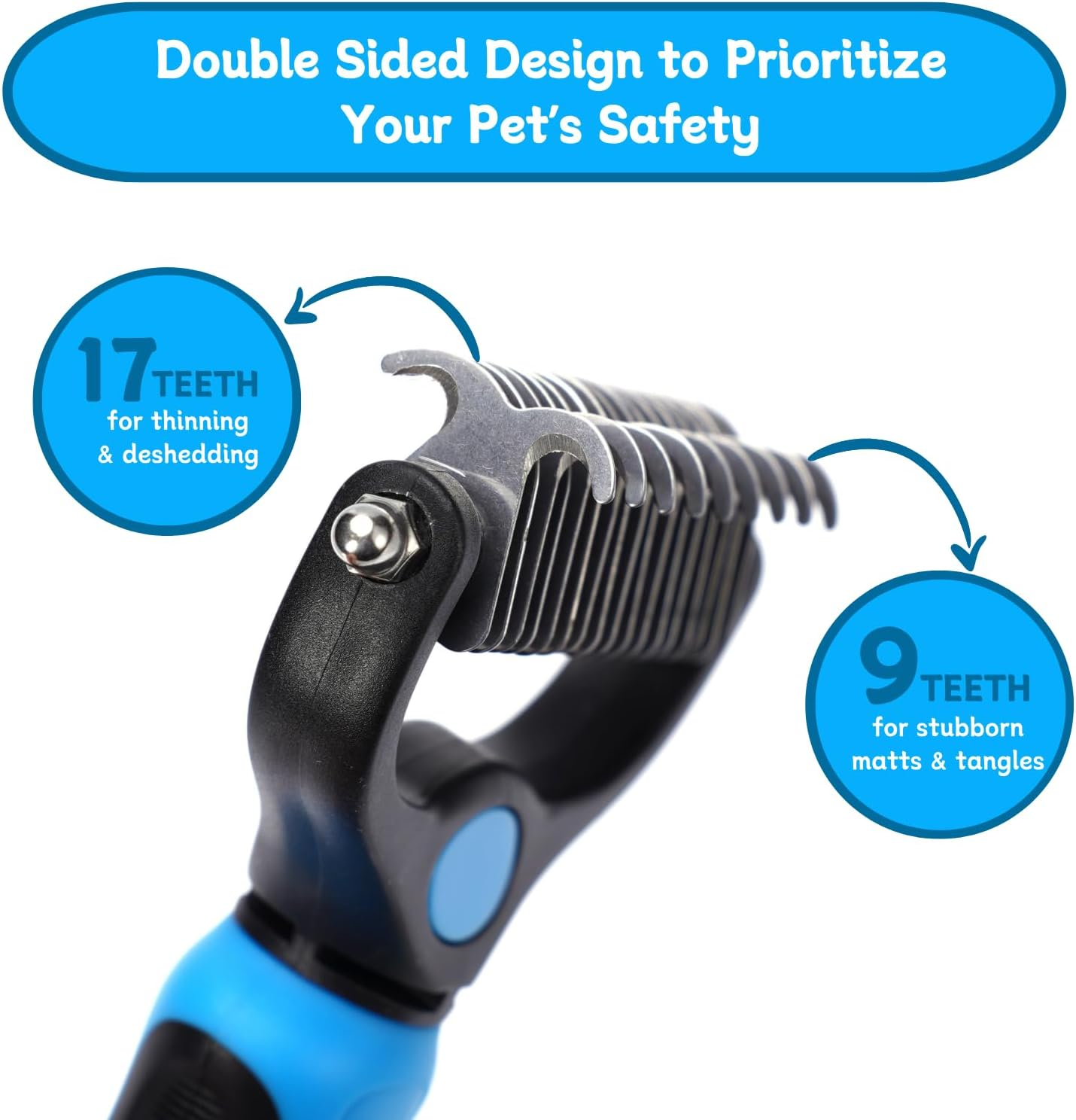 Deshedding Dog Brush, Dematting Comb for Cat and Dog, Pet Grooming Brush and Rake for Small, Medium Large Dogs Double Sided Deshedding Tool Removes Knots & Tangled Hair image number 5