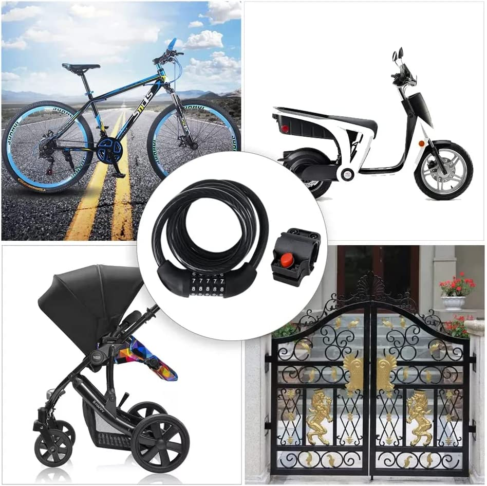 Hakea Cable Lock 121CM Bike Lock - Bicycle Lock - 5 Digit Combination Safety Code - Cable Cycle Lock - Multiple USE Cycling Lock - Black Color image number 4