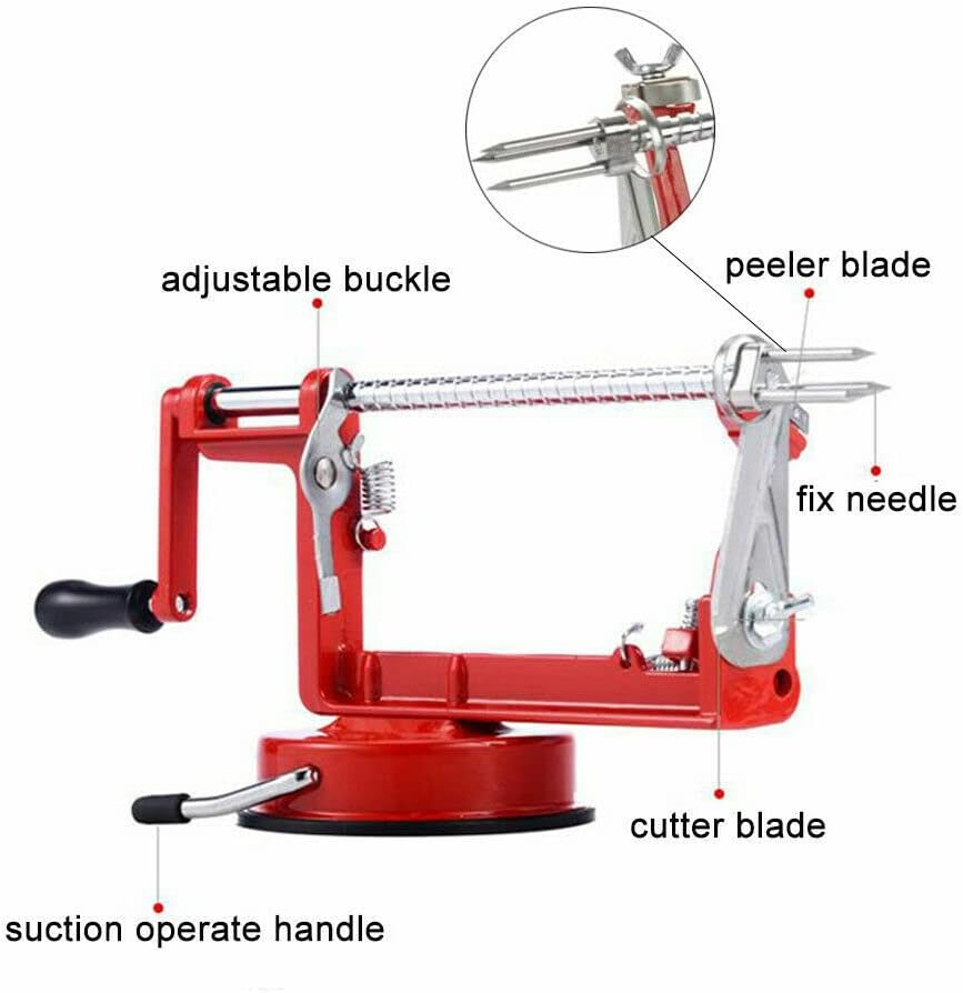 Ledlabs Kitchen Tool Apple Peeler Slinky Machine Fruit Cutter Slicer Corer 3 in 1 Red Professional Fruit & Vegetable Peeler for Apples, Pears, Potatoes image number 2