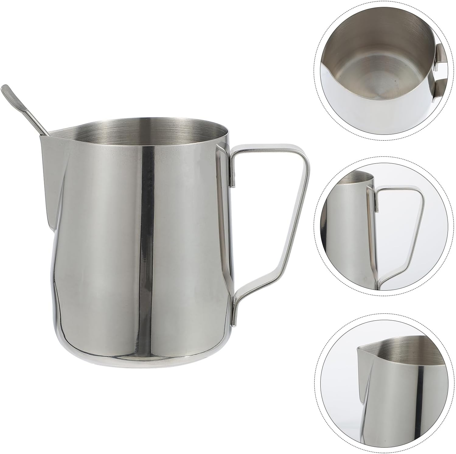 FUNNETOYU Stainless Steel Coffee Frothing Pitcher with Latte Art Pen Comfortable Grip Milk Frothing Cup for Espresso Yogurt Juice and Sauce Serving Easy-Pour Spout Design image number 1