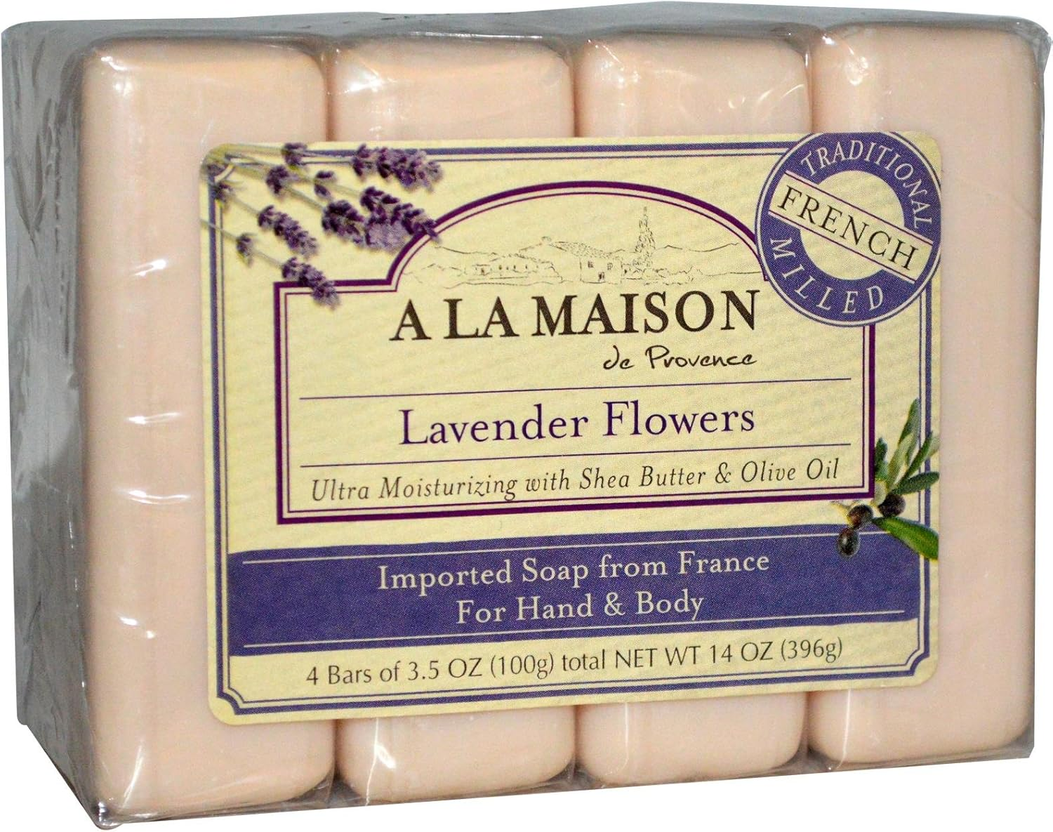 A La Maison Hand & Body Bar Soap - Lavender Flowers 4/3.5 Oz (100 Grams) Bar(S)