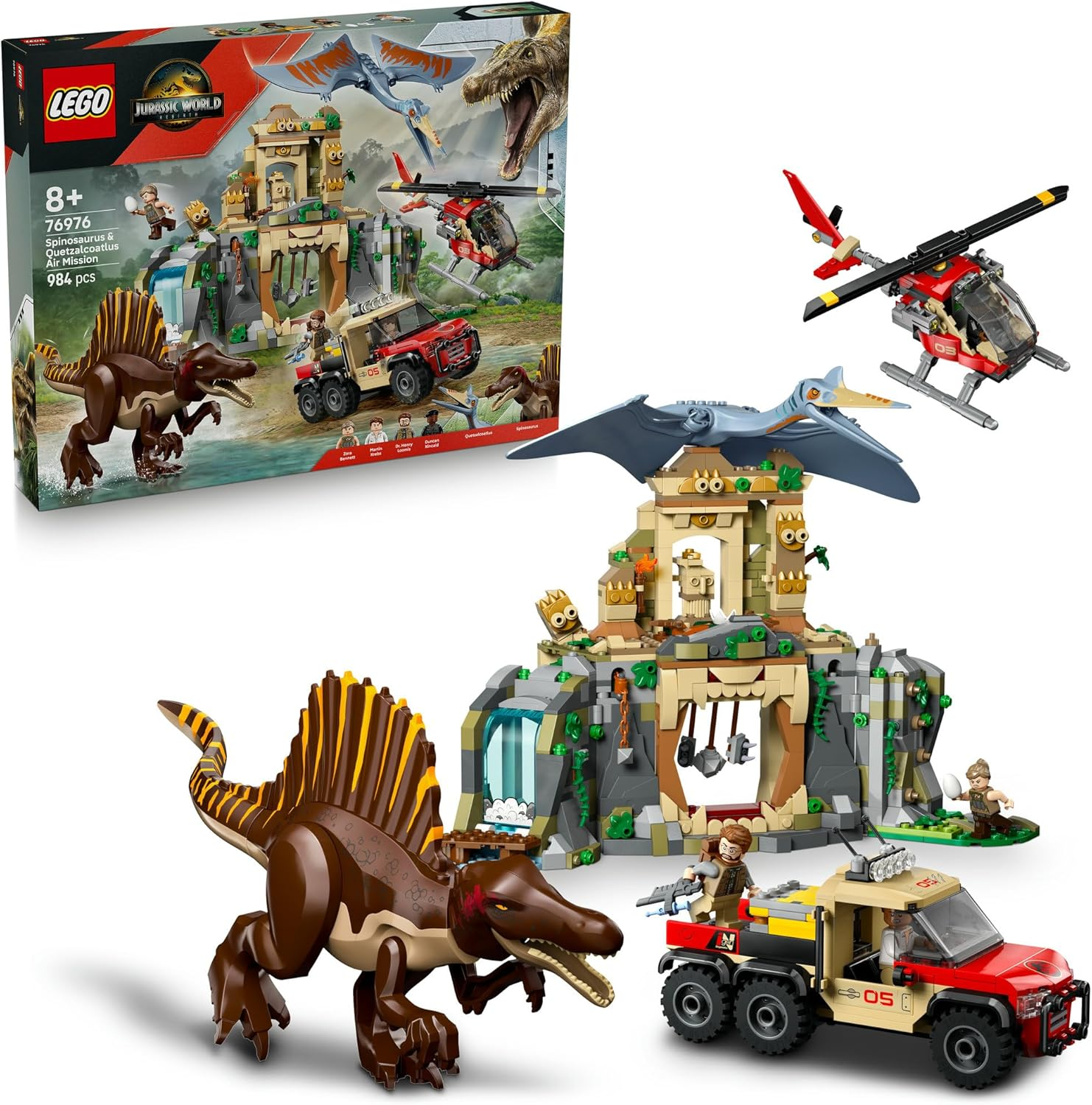 LEGO&reg; Jurassic World Spinosaurus & Quetzalcoatlus Air Mission 76976 Dinosaur Building Toys for Kids, Prehistoric Animal Figures, Interactive Toy for Boys, Girls and Movie Fans Aged 8 and Up image number 5