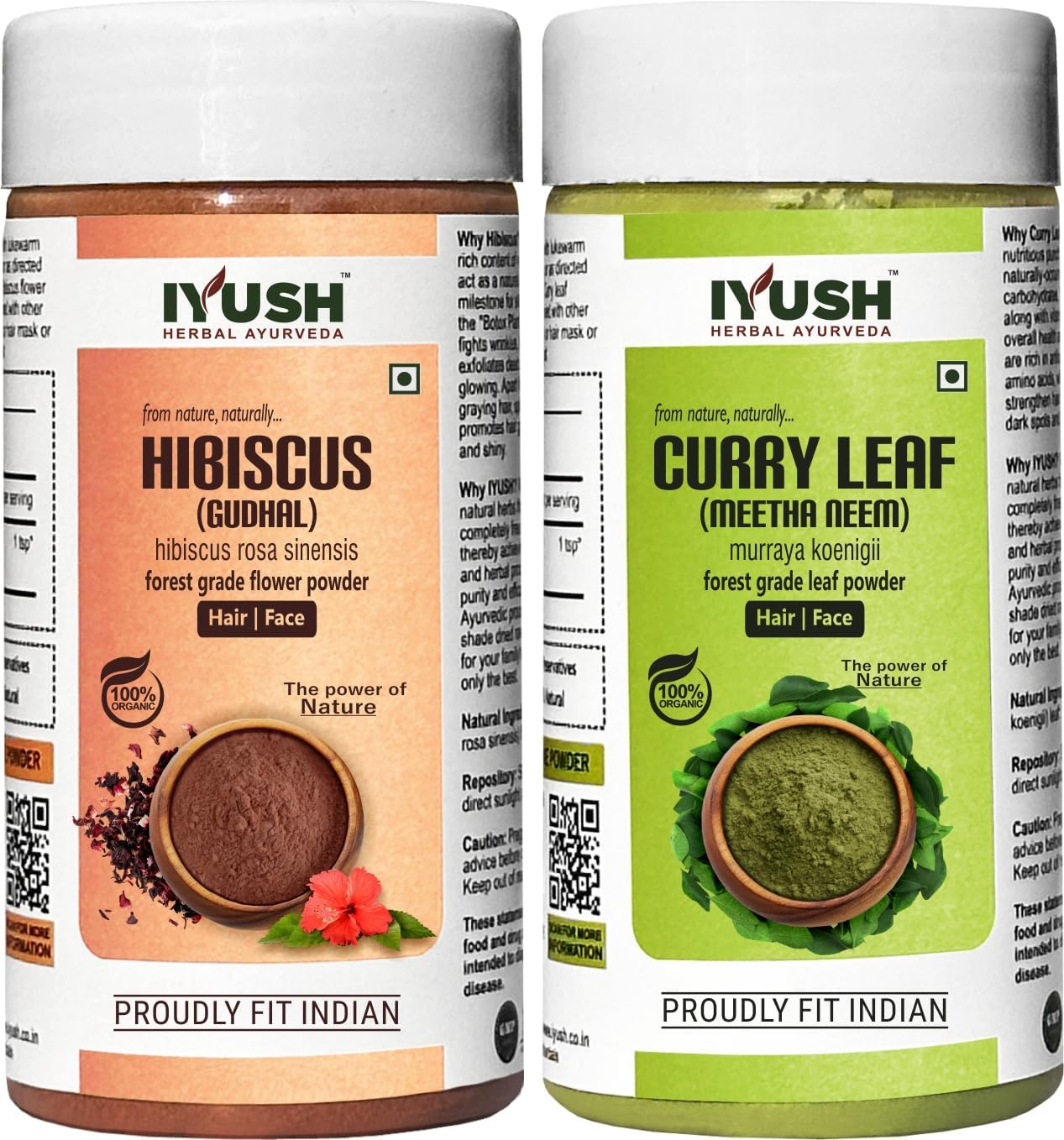 IYUSH Herbal Ayurveda Curry Leaves Powder and Hibiscus Powder for Hair Growth &ndash; 200Gm | Hair Mask for Dry and Frizzy Hair | Hair Mask for Hair Growth | Hair Volume Powder | Hair Powder | 100Gm Each image number 4