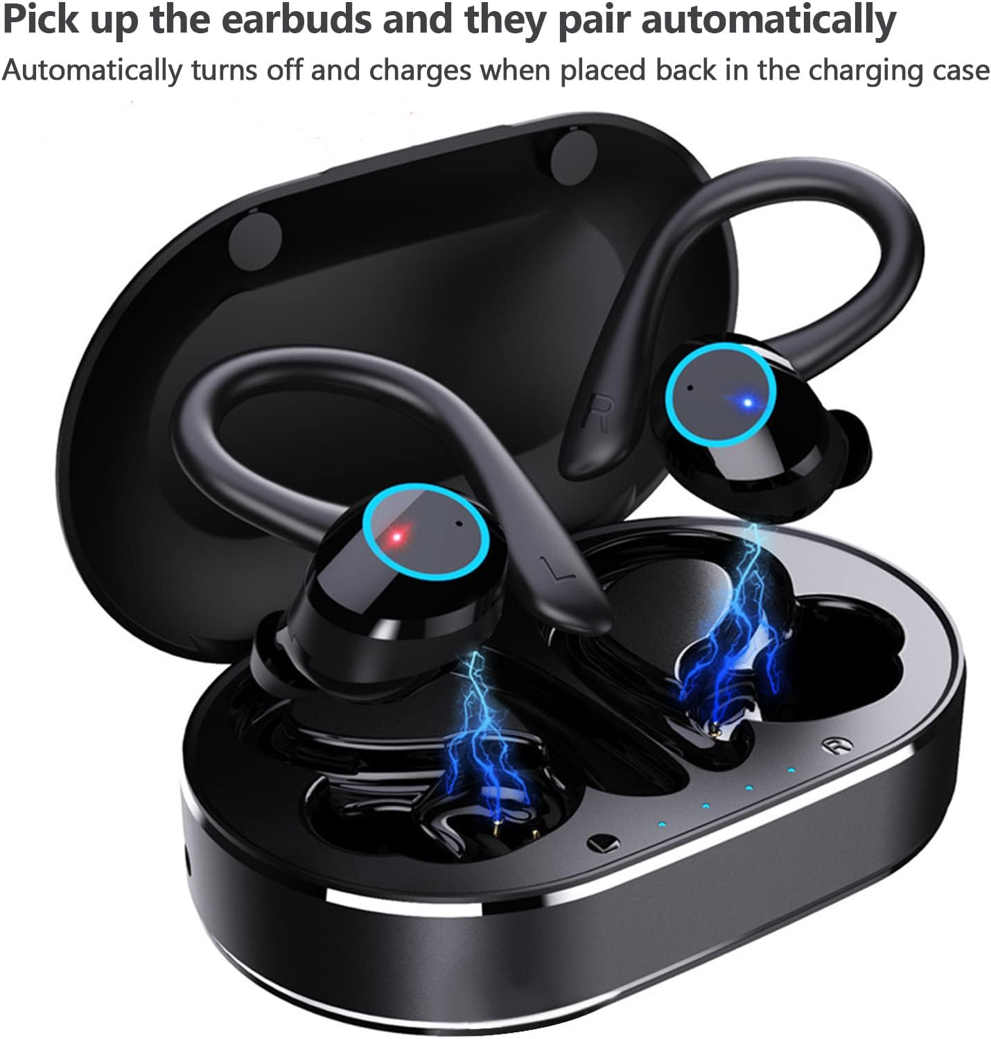 Q23 PRO Wireless BT Headset, Ear Hook Sports Headset with Microphone, Wireless Earphones with Hifi Stereo Noise Cancellation, Long Battery Life for Driving, Sports Travel (Black) image number 4