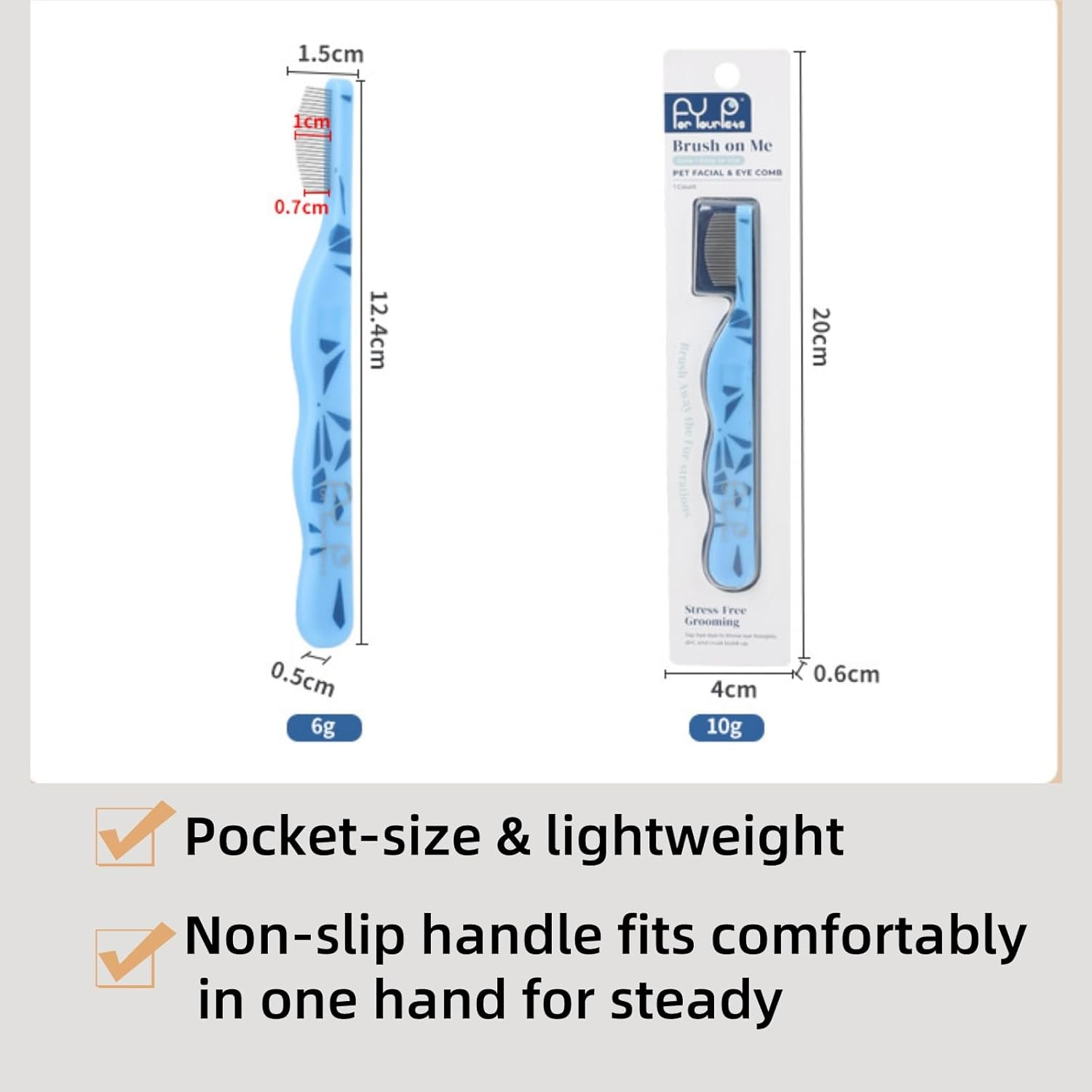 Kawlxpp Mini Pet Face & Detail Grooming Set Rounded-Tip Stainless Steel Comb & Scissors Safe for Eyes, Paws & Sensitive Areas 2-Piece Kit for Dogs & Cats image number 2