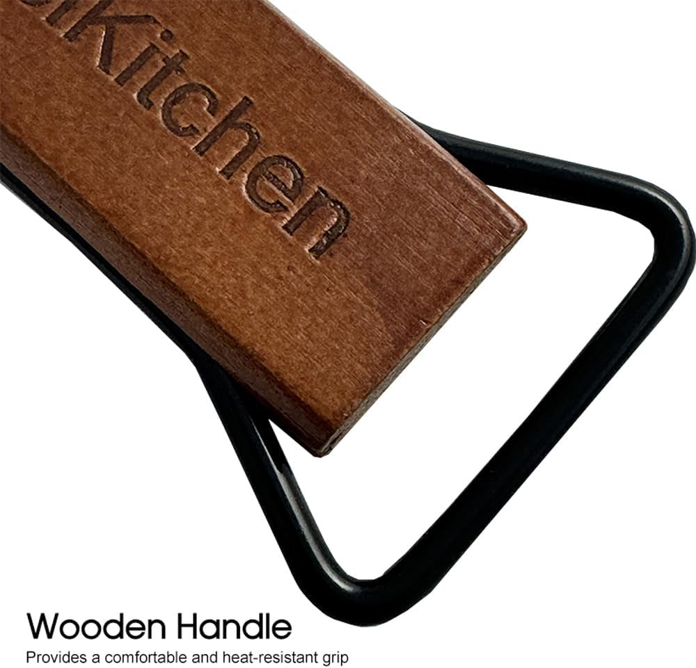 Leona Co Non-Stick BBQ Fish Grill Basket &ndash; 14X58Cm, Stainless Steel with Wooden Handle &ndash; Ideal for Grilling Fish, Meat & Vegetables image number 1