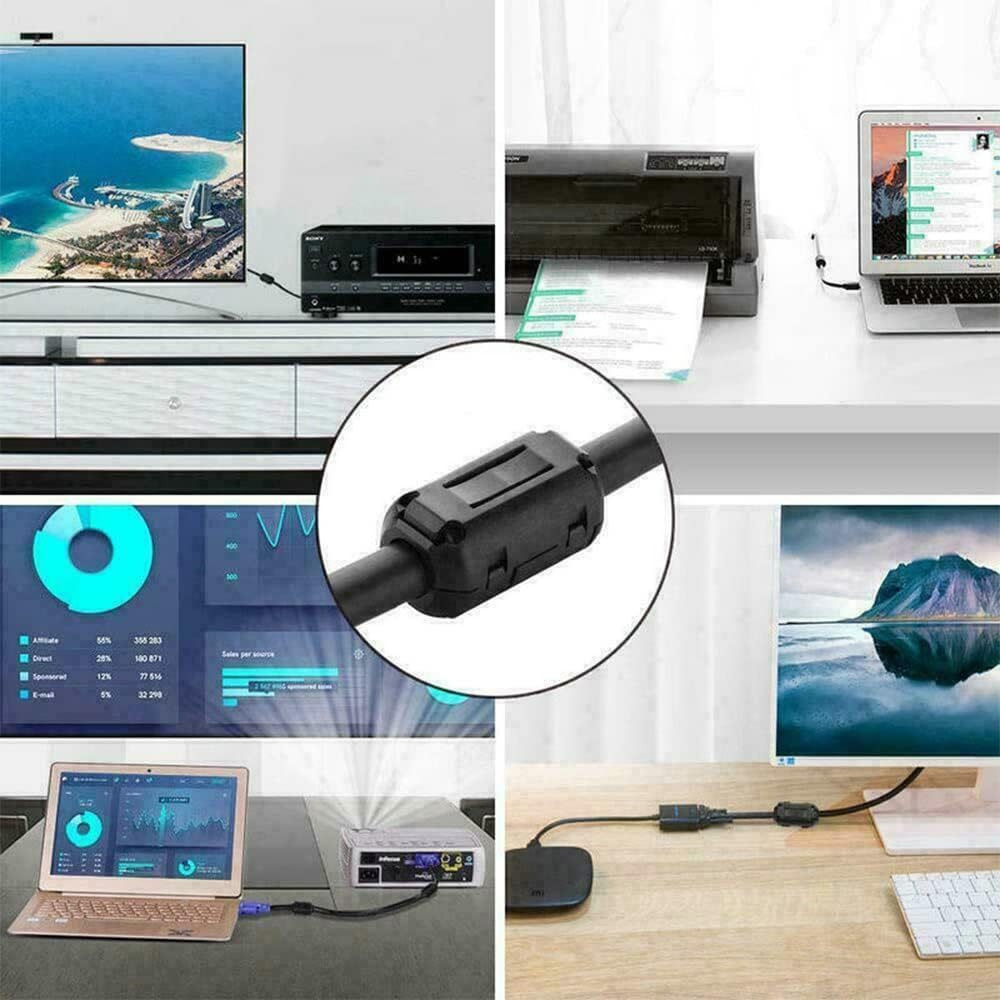 10X 5Mm Clip-On Ferrite Ring Core Ferrite Bead Choke EMI Filter Cable Clip Tools