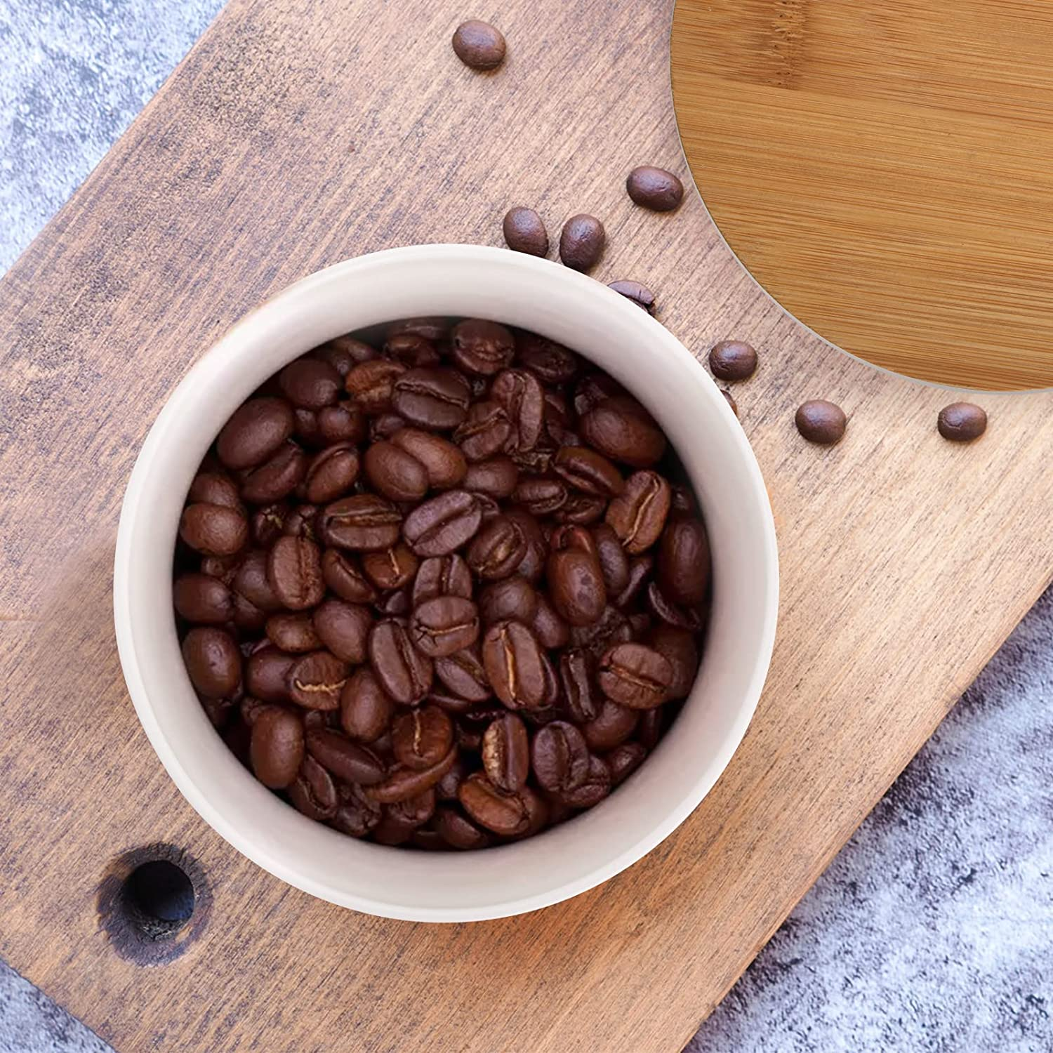 AVLA 3 Pack Ceramic Food Storage Jars with Bamboo Lids, 36 FL OZ White Kitchen Canisters Airtight Container for Serving Ground Coffee, Cookie, Tea, Sugar, Salt, Spices, Flour image number 4
