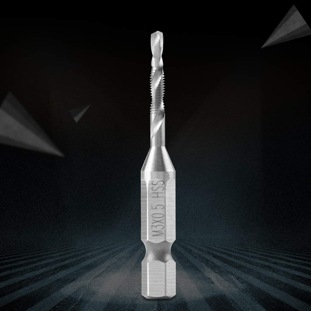 Taps, M3 HSS 1/4 Inch Hexagonal Shank Drills & Taps Power Tool Part, M3 X 0.5: Total Length: 55 Mm, Spiral Length: 24 Mm, Drill Diameter: 2.5 Mm, Made of High Speed Steel image number 2