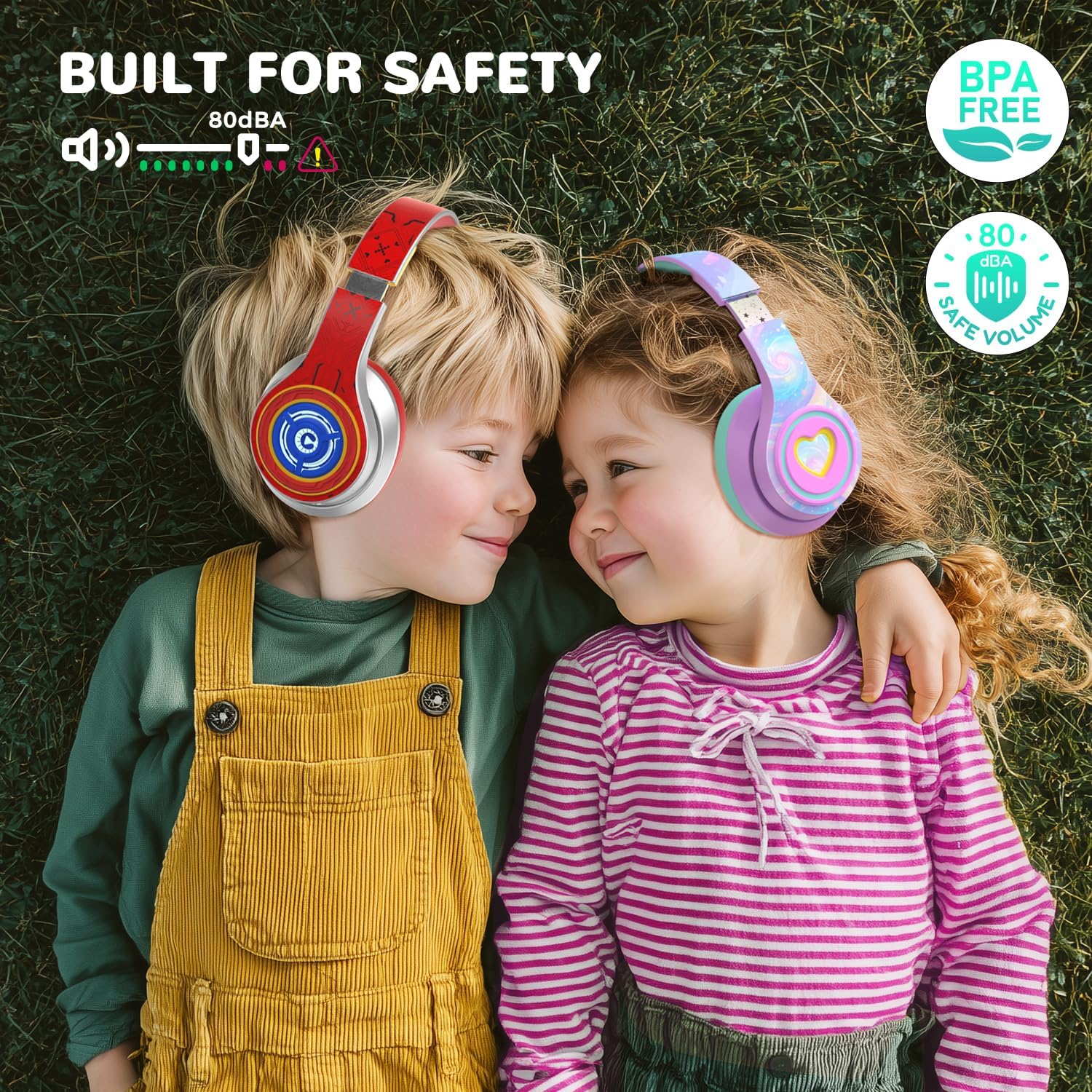 Iclever Auraa Active Noise Cancelling Headphones Kids, LED Light Up, Bluetooth 6.0, Safe Volume 80Dba, 47H Play Time,Fast Charging,Kids Headphones Wireless with Mic AUX Cord for Travel Ipad, Sliver image number 4