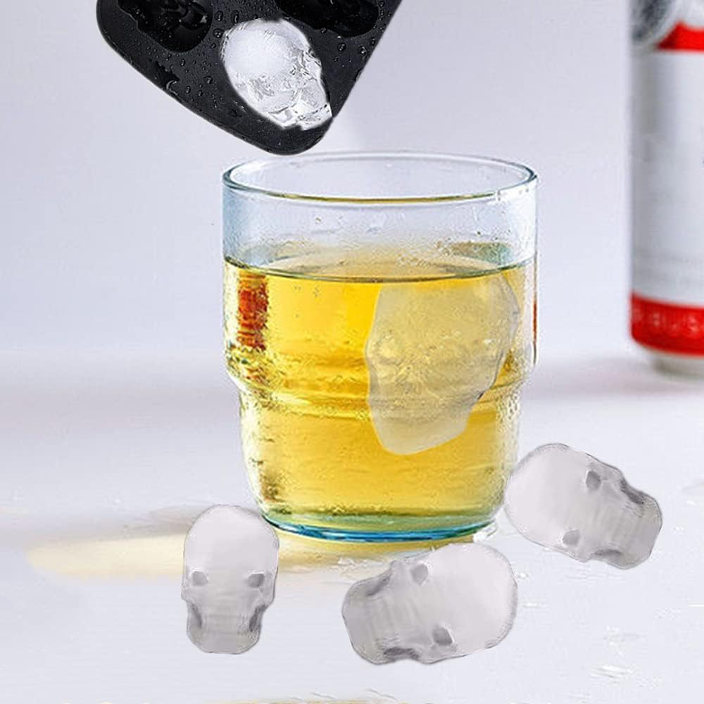 Silicone 3D Skull Ice Cube Tray - Black Skull Shaped Mould for Cocktails and Beverages image number 3